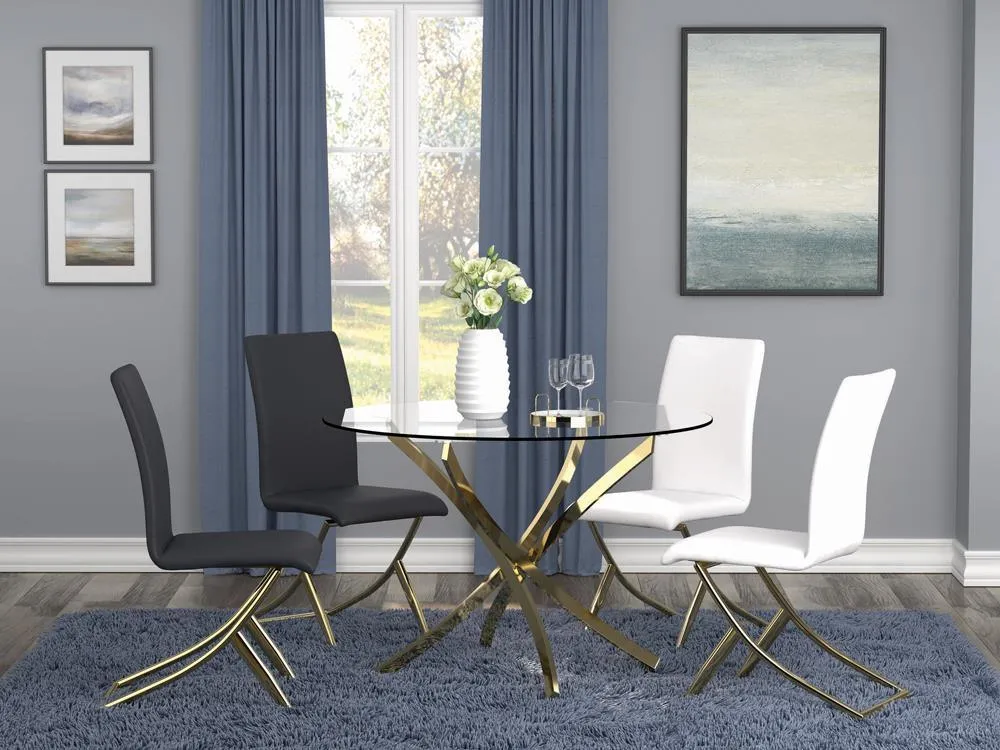 Beckham Brass and Clear Round Dining Table - Image 5