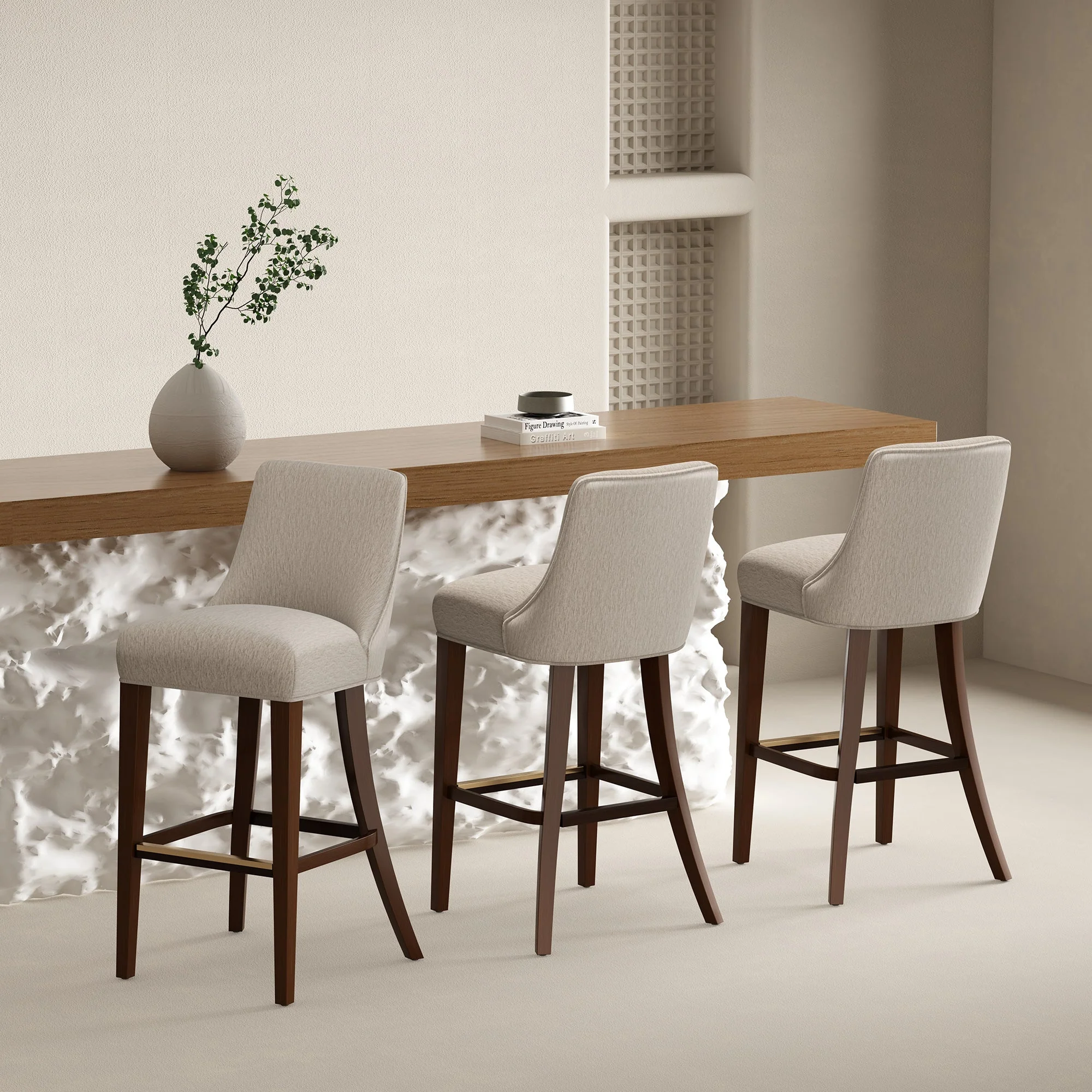 Beever Barstool in Taupe (set of 3) - Image 2