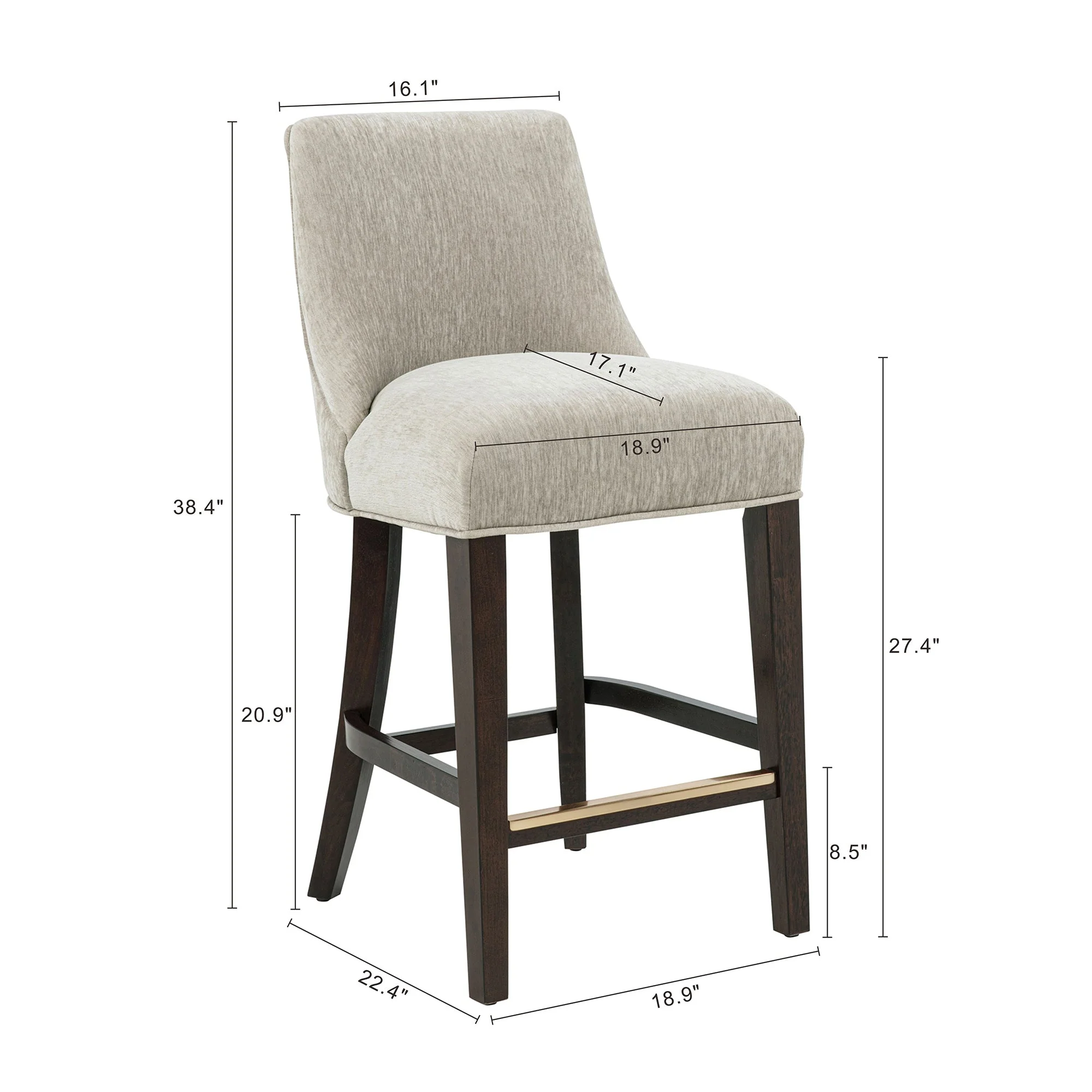 Beever Counter Stool in Taupe - Image 3