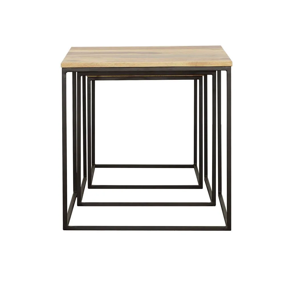 Belcourt Natural and Black 3-Piece Square Nesting Tables - Image 6