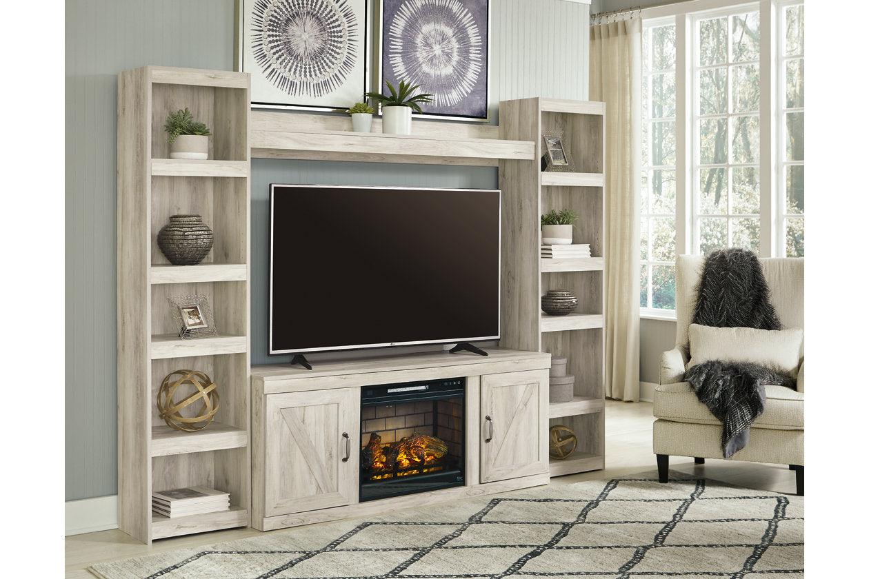 Bellaby Whitewash 4-Piece Entertainment Center with Electric Fireplace - Image 2