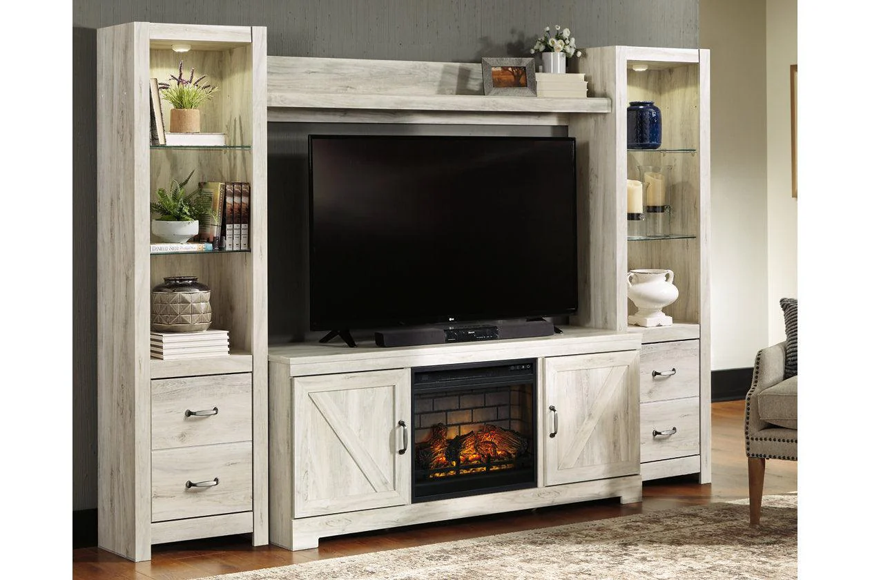 Bellaby Whitewash 4-Piece Entertainment Center with Electric Fireplace - Image 2