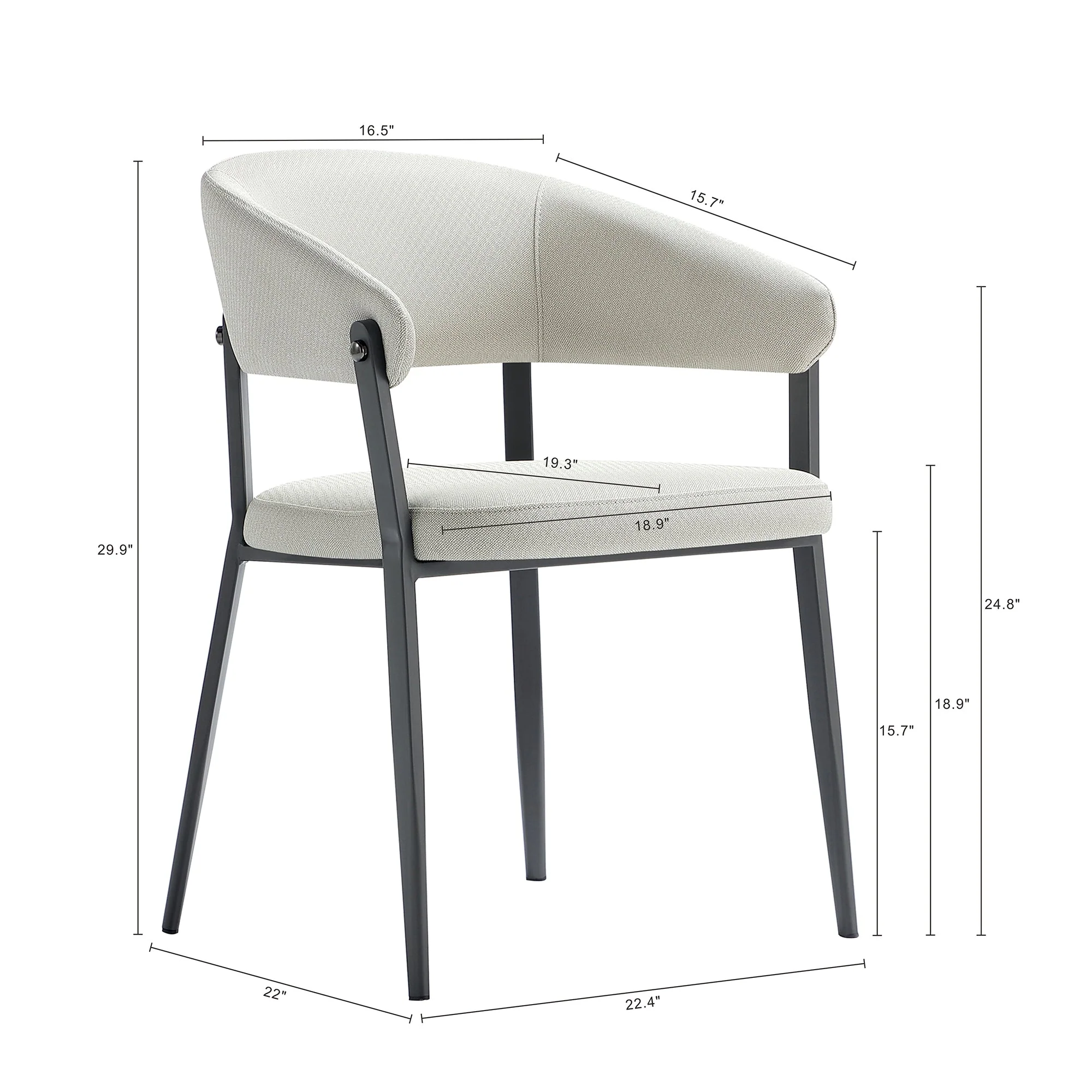Belle Dining Chair in Oatmeal (set of 2) - Image 3