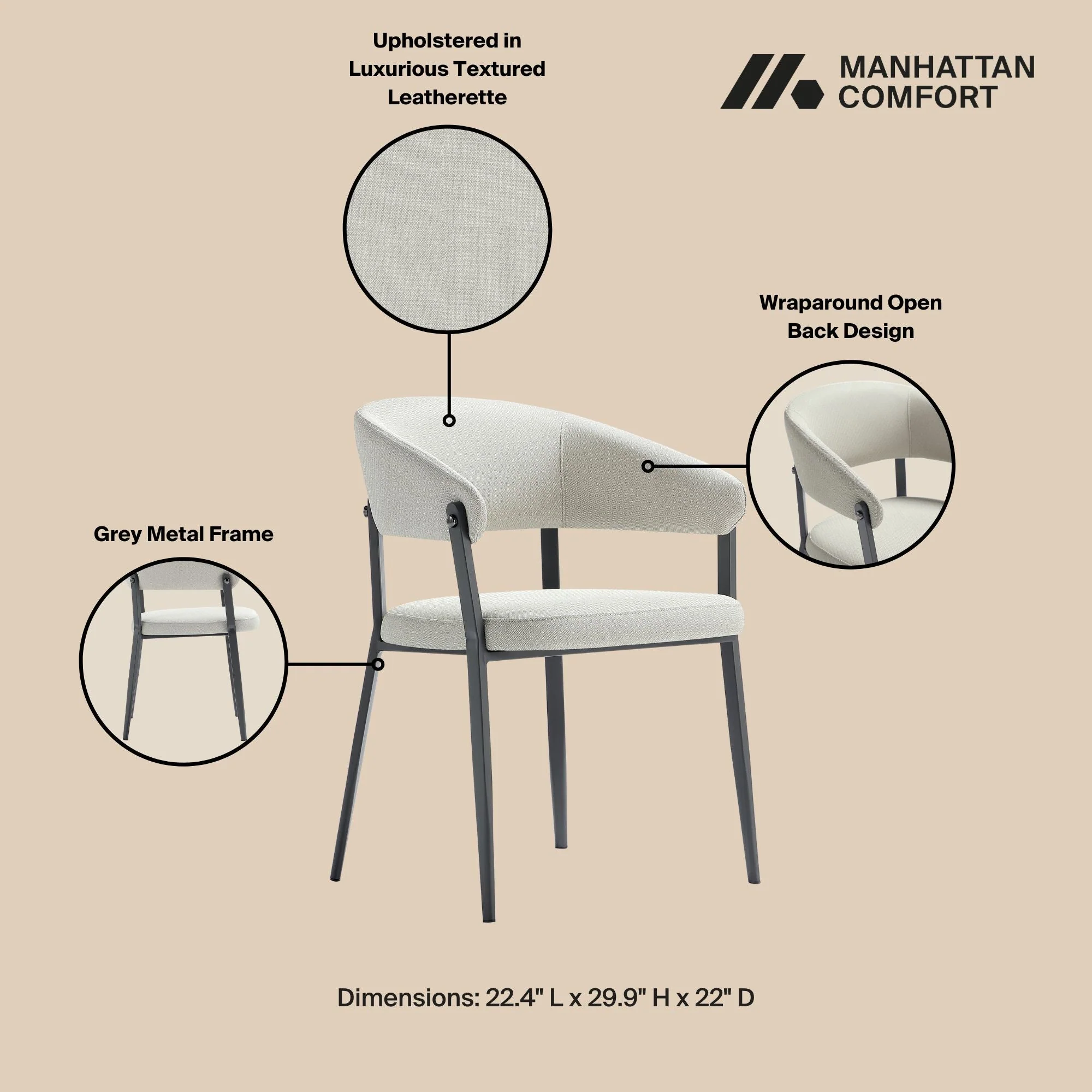Belle Dining Chair in Oatmeal (set of 2) - Image 4
