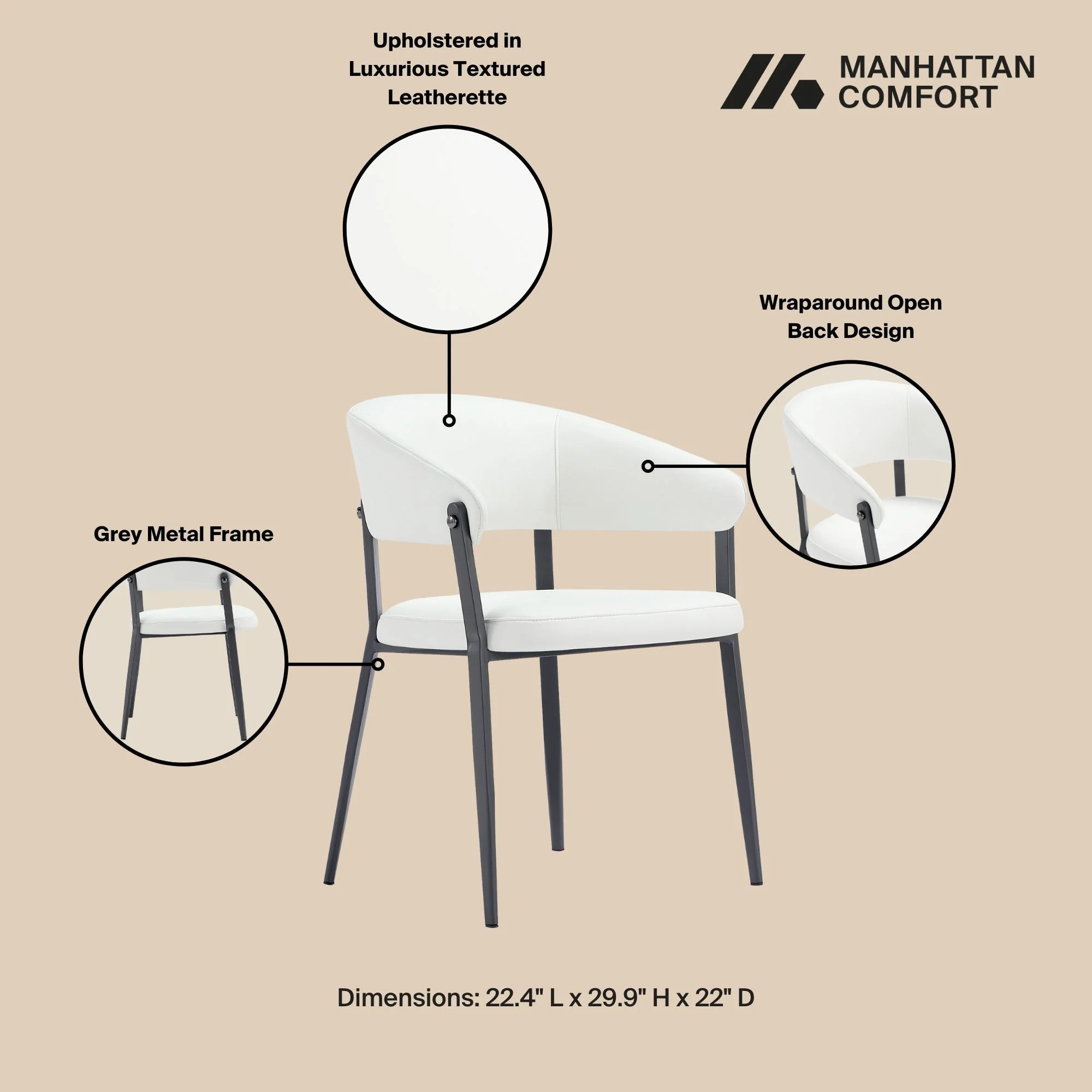 Belle Dining Chair in White (set of 2) - Image 4
