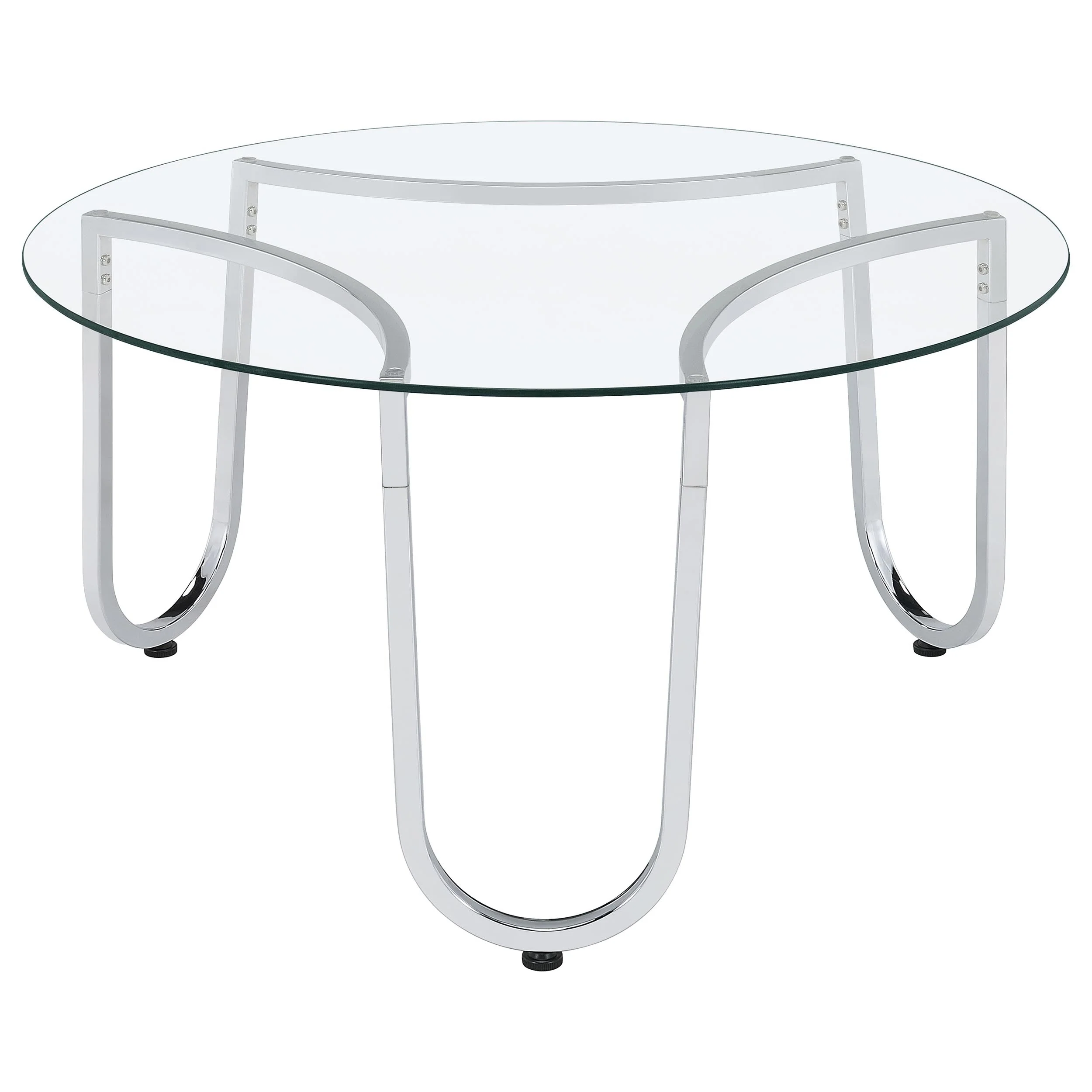 Beller Chrome 3-piece Round Tempered Glass Top Coffee Table Set - Image 10