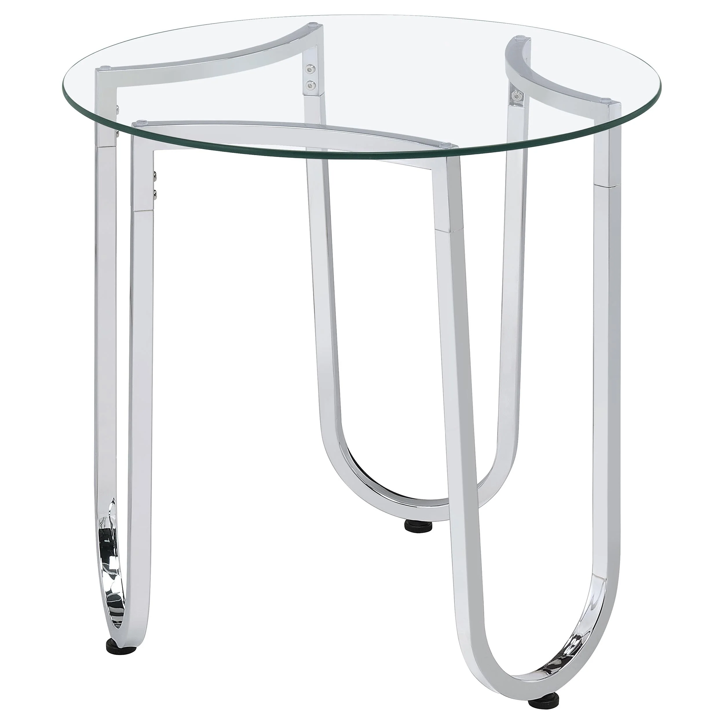 Beller Chrome 3-piece Round Tempered Glass Top Coffee Table Set - Image 5