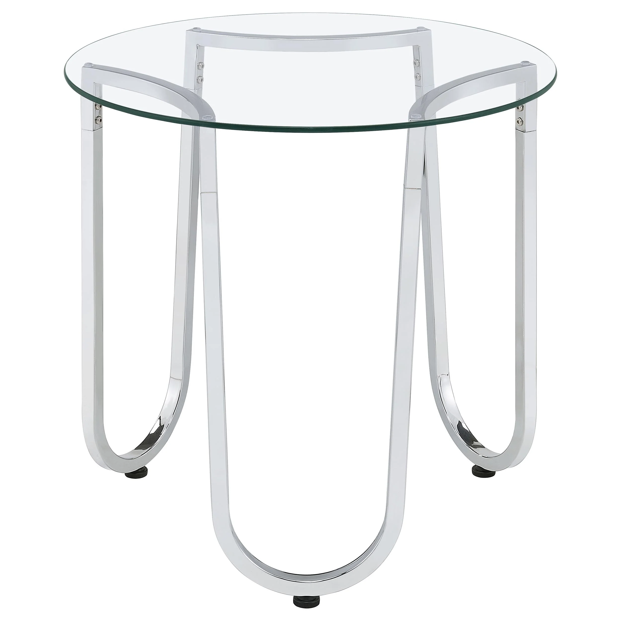 Beller Chrome 3-piece Round Tempered Glass Top Coffee Table Set - Image 6
