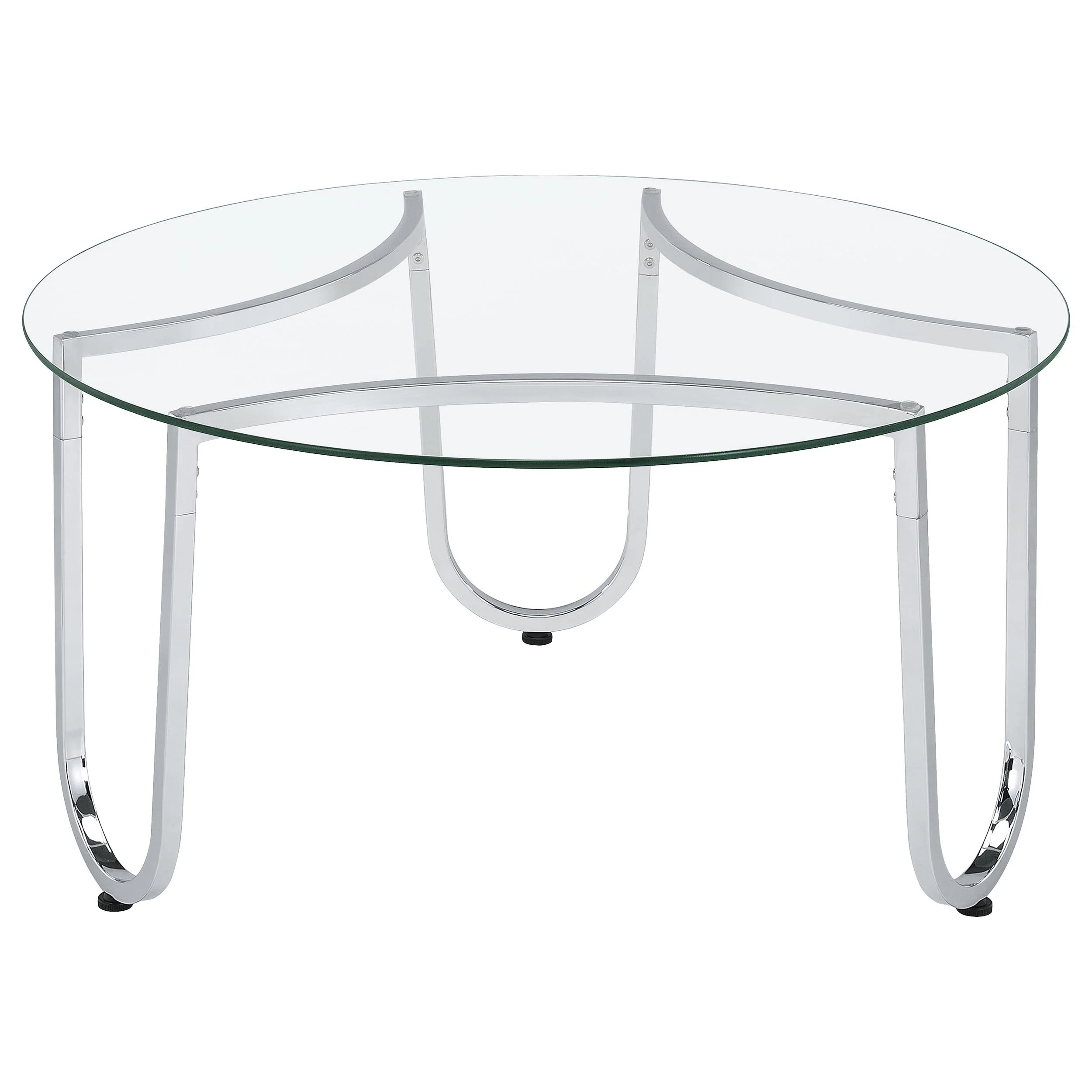 Beller Chrome 3-piece Round Tempered Glass Top Coffee Table Set - Image 8