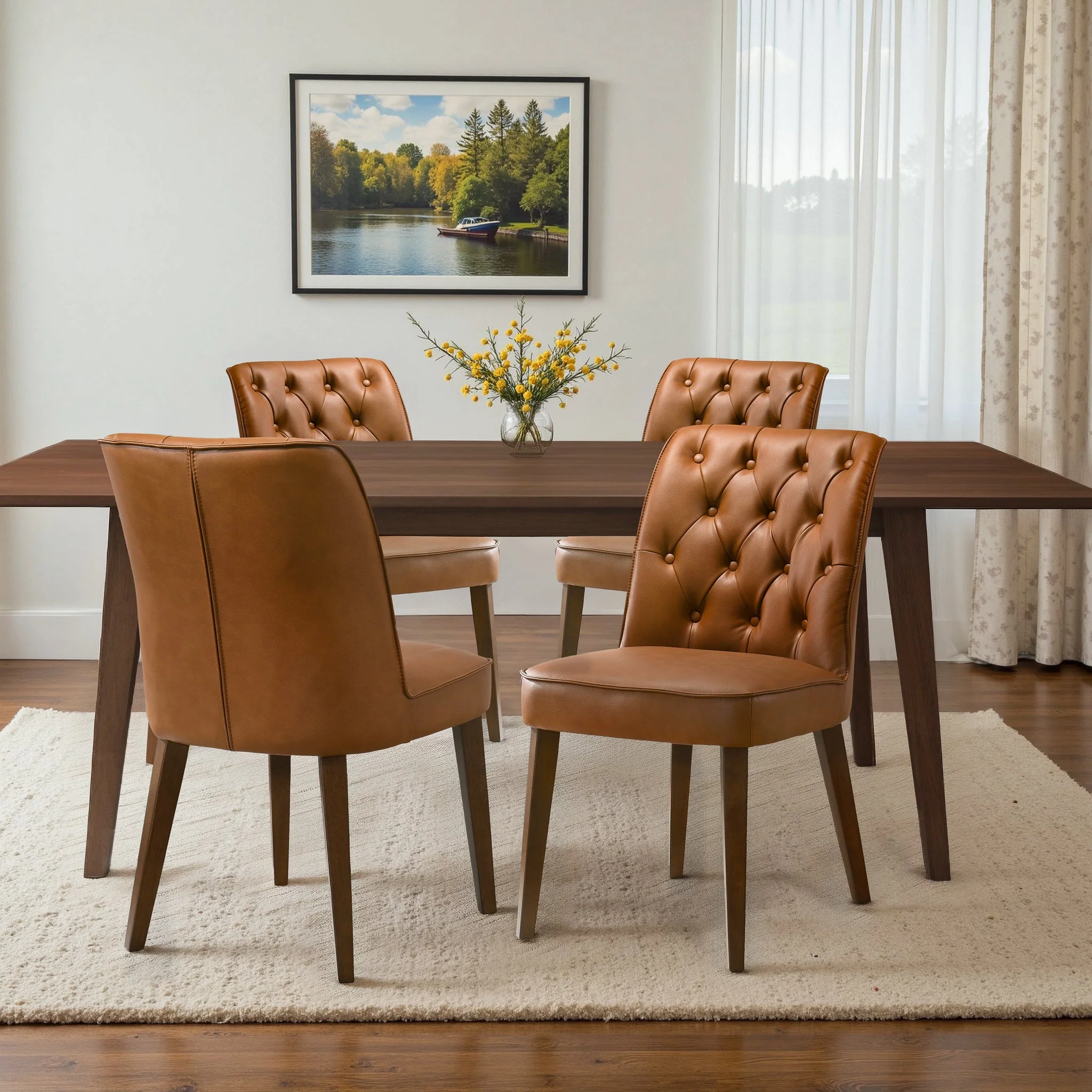 Belmont Cognac Vegan Leather Dining Chair - Set Of 2 - Image 3