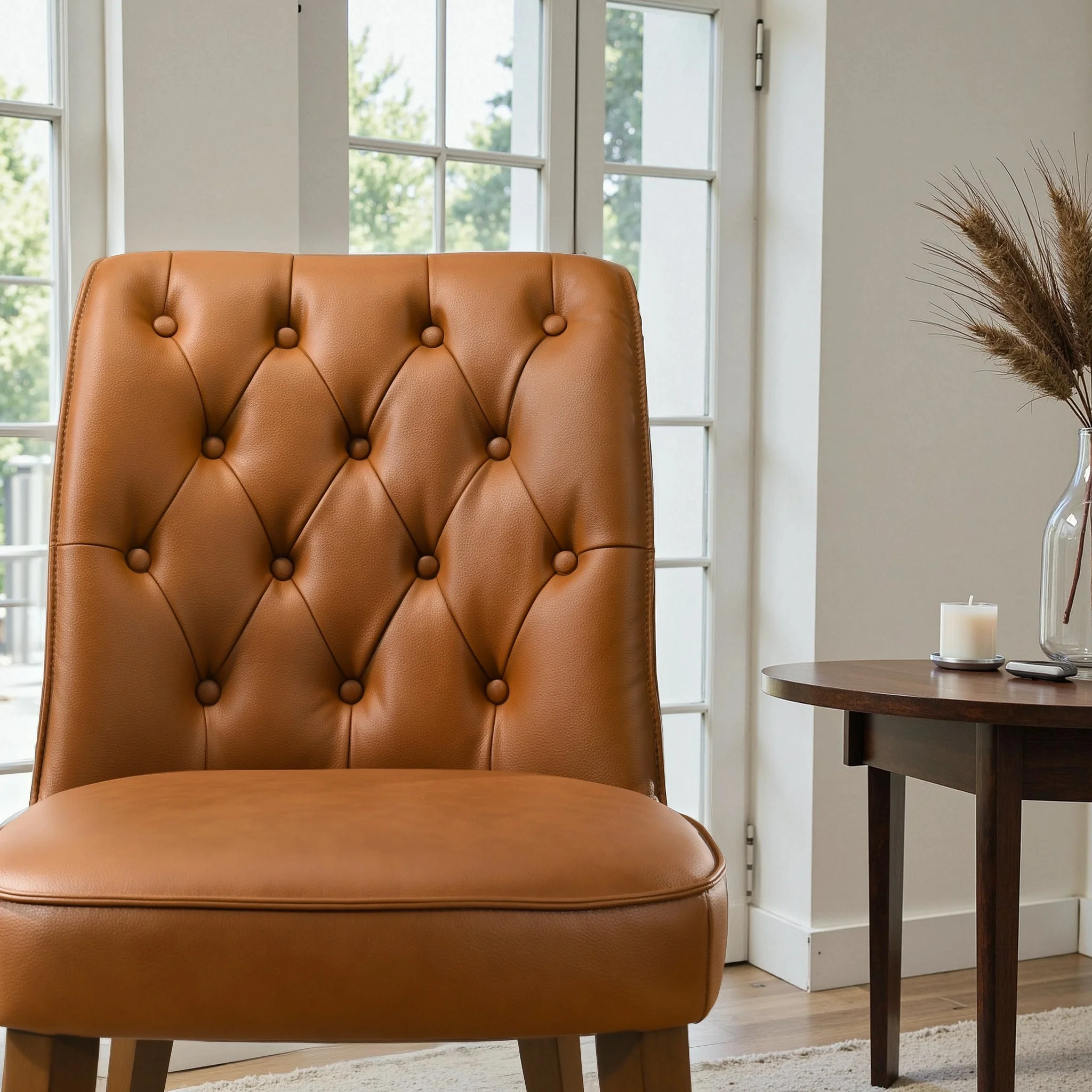 Belmont Cognac Vegan Leather Dining Chair - Set Of 2 - Image 4