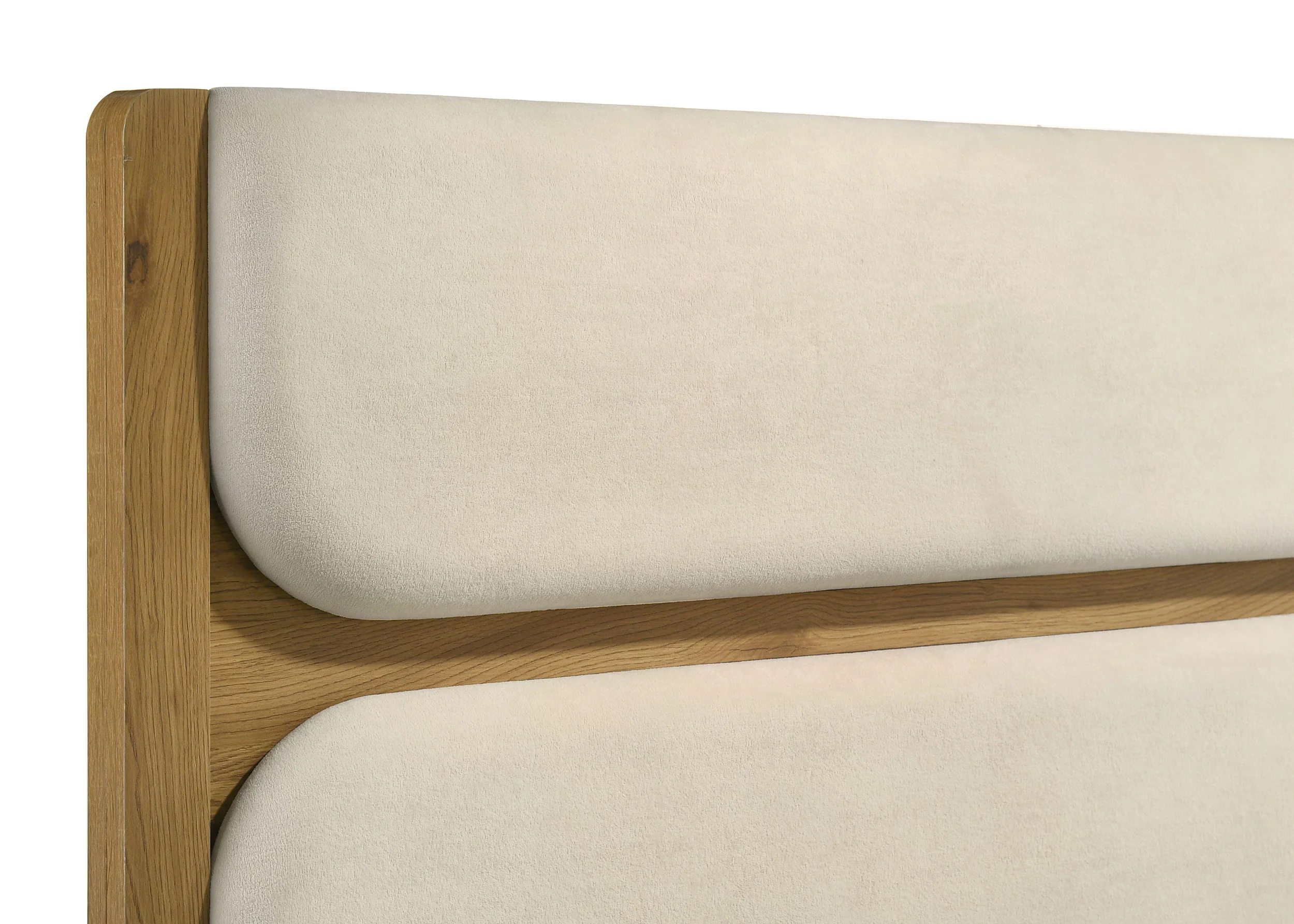 Bennett Cream and Light Oak 62-inch California King Upholstered Panel Bed - Image 7