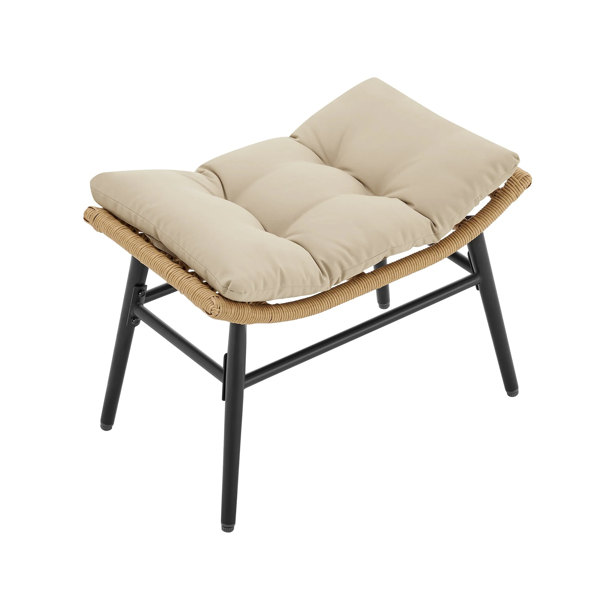 Benson 6-Piece Patio Rocking Chair Set with Ottomans and Tables in Cream - Image 16