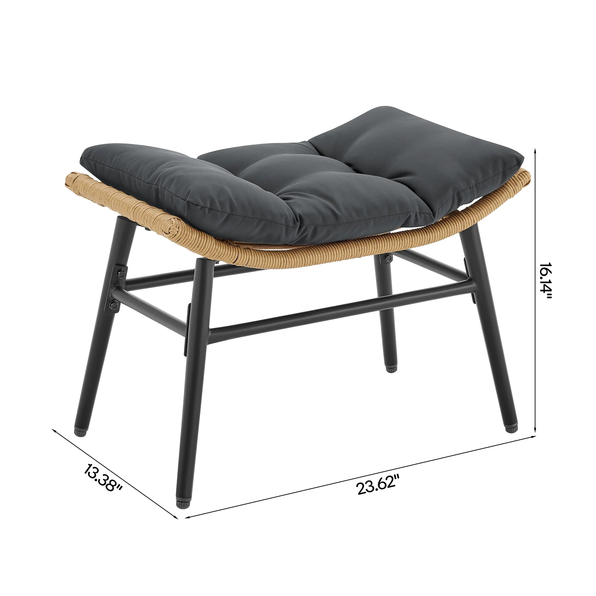 Benson 6-Piece Patio Rocking Chair Set with Ottomans and Tables in Grey - Image 5
