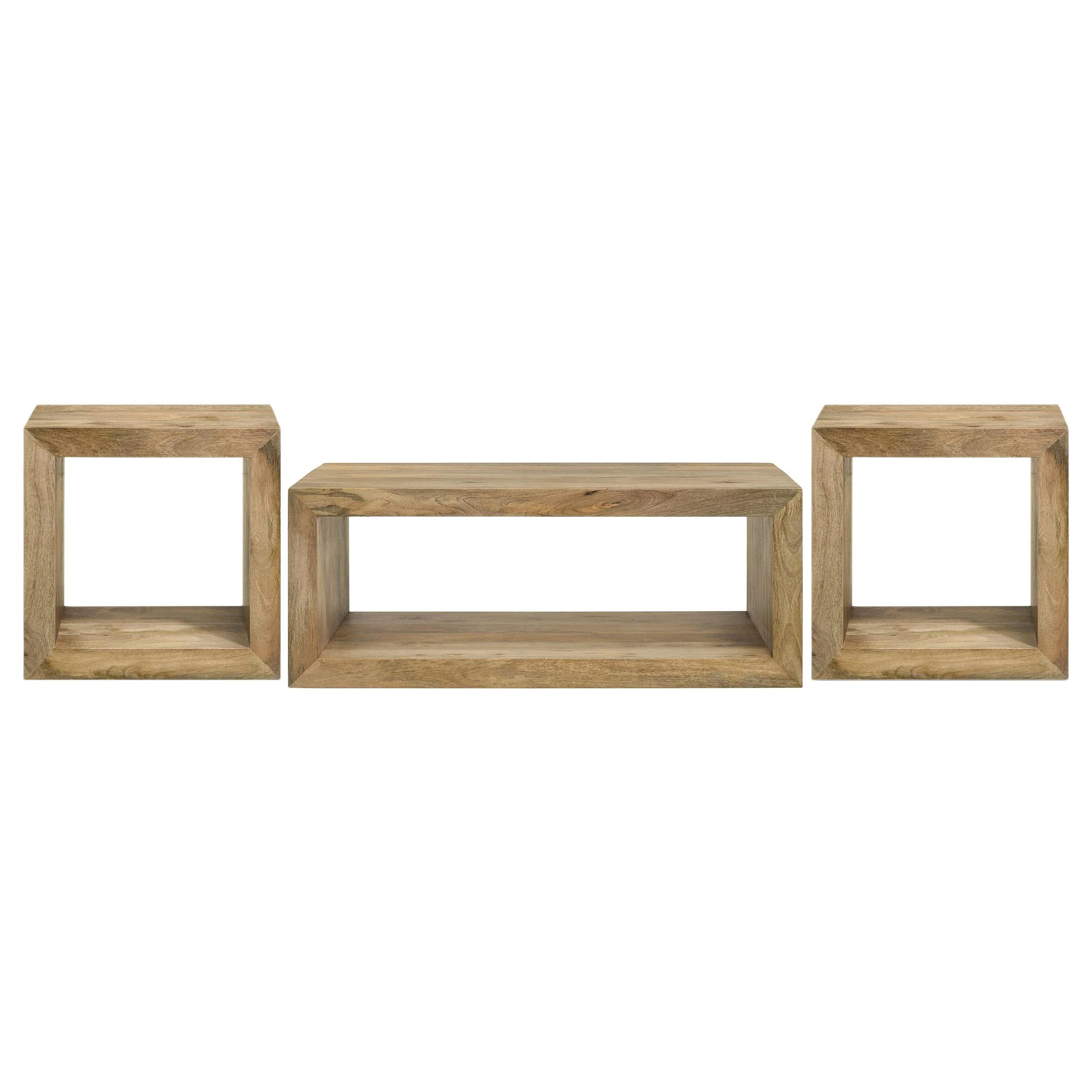Benton Natural 3-Piece Solid Mango Coffee and End Table Set - Image 2