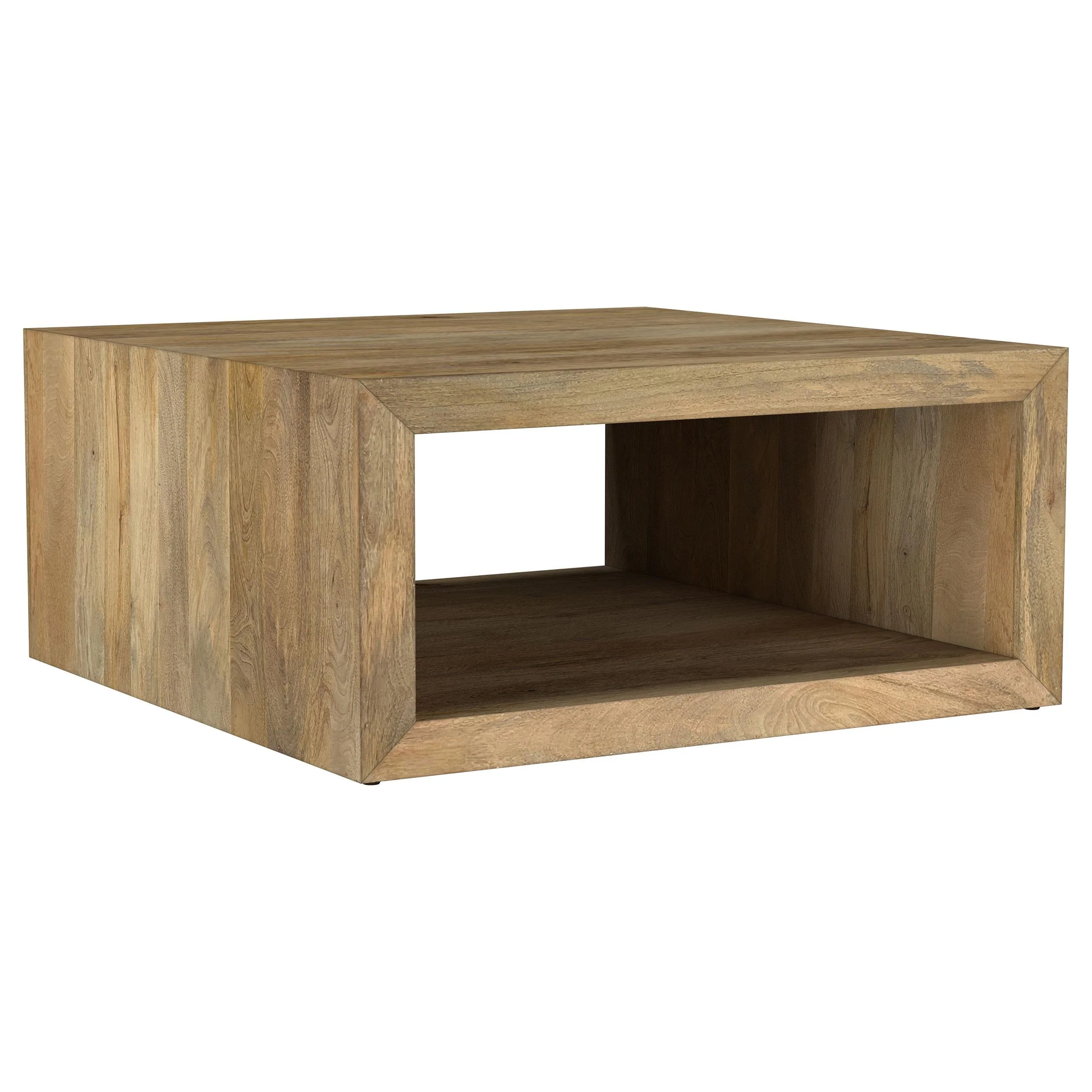 Benton Natural Square Solid Mango Wood Coffee Table - Image 3