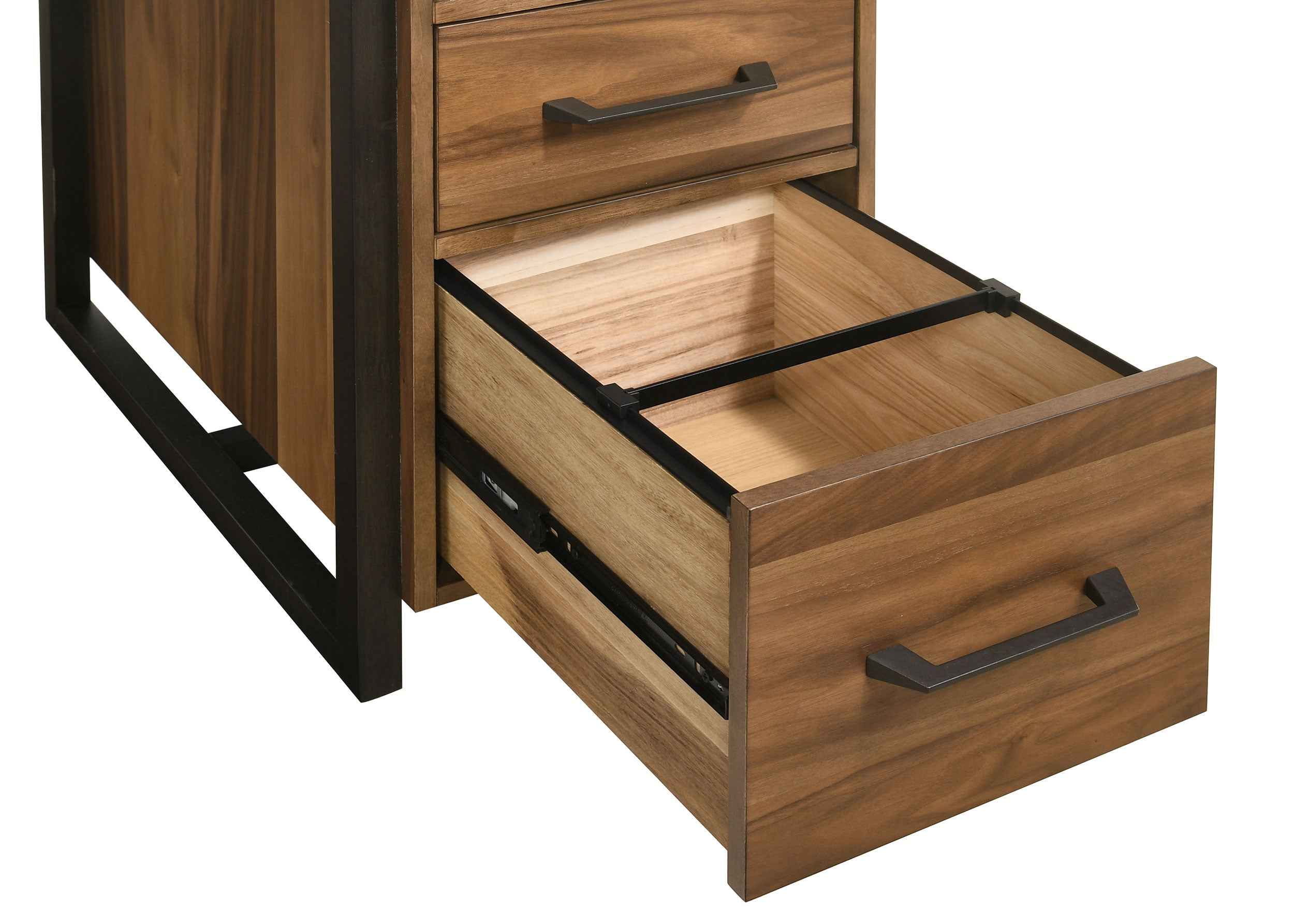 Berhalter Walnut Black 6-Drawer Double Pedestal File Computer Desk - Image 13