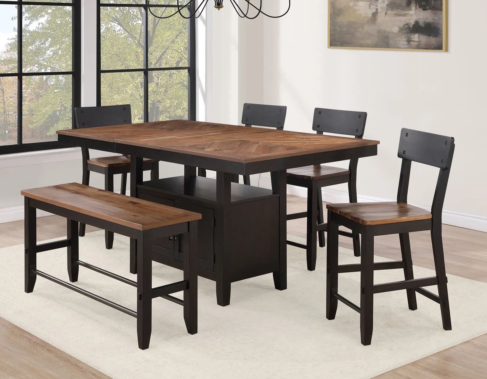 Bermuda Black/Dark Acacia Counter Height Dining Set - Image 2