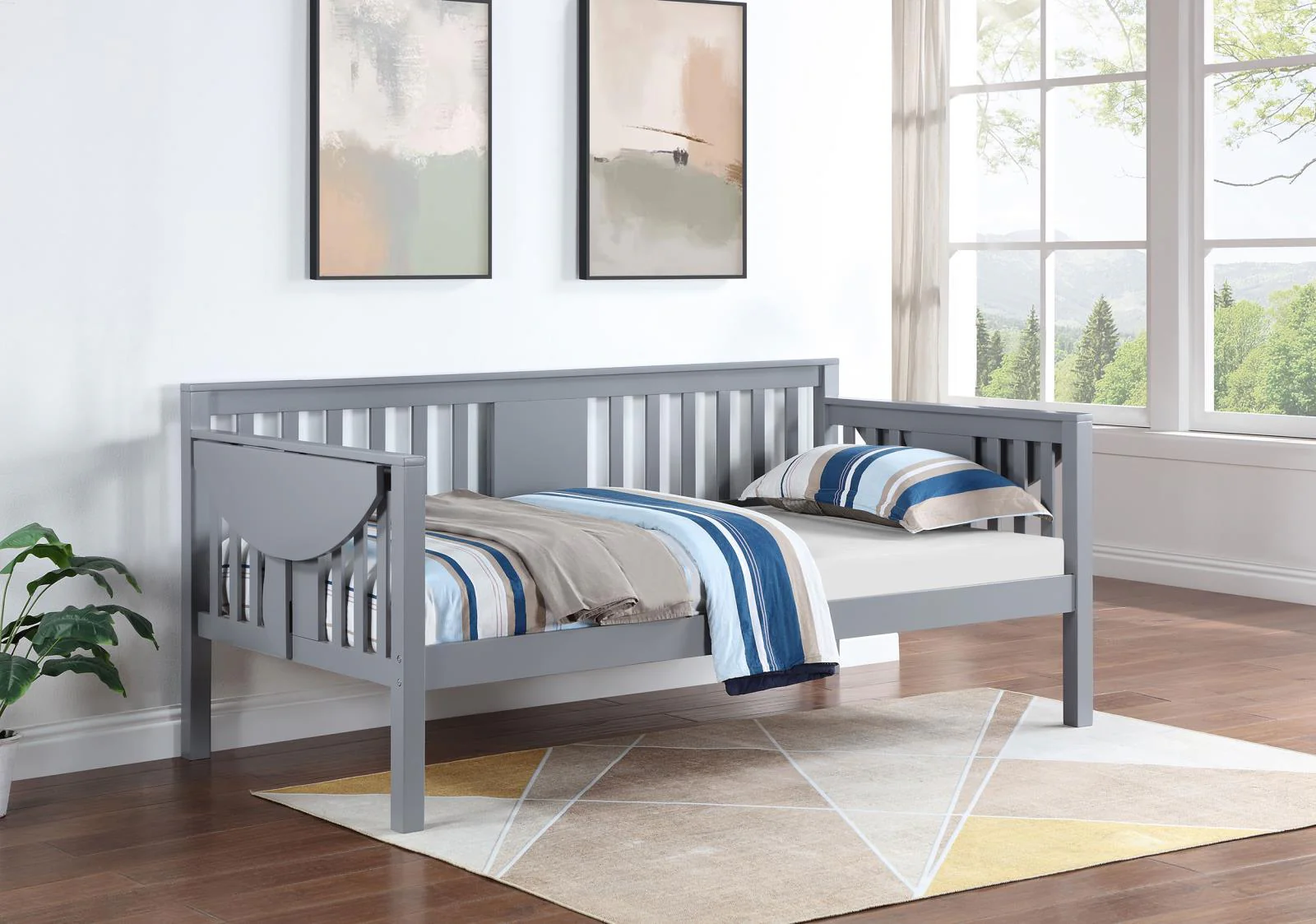 Bethany Wood Twin Daybed with Drop-down Tables Grey - Image 2