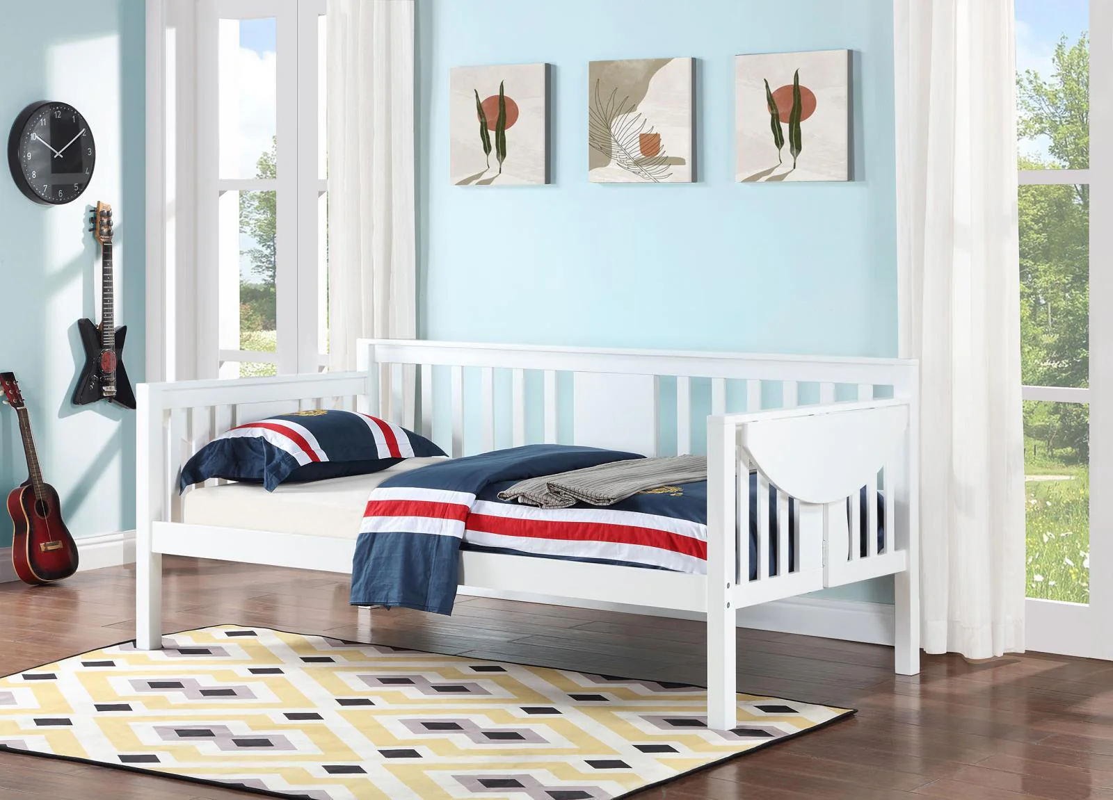 Bethany Wood Twin Daybed with Drop-down Tables White - Image 2