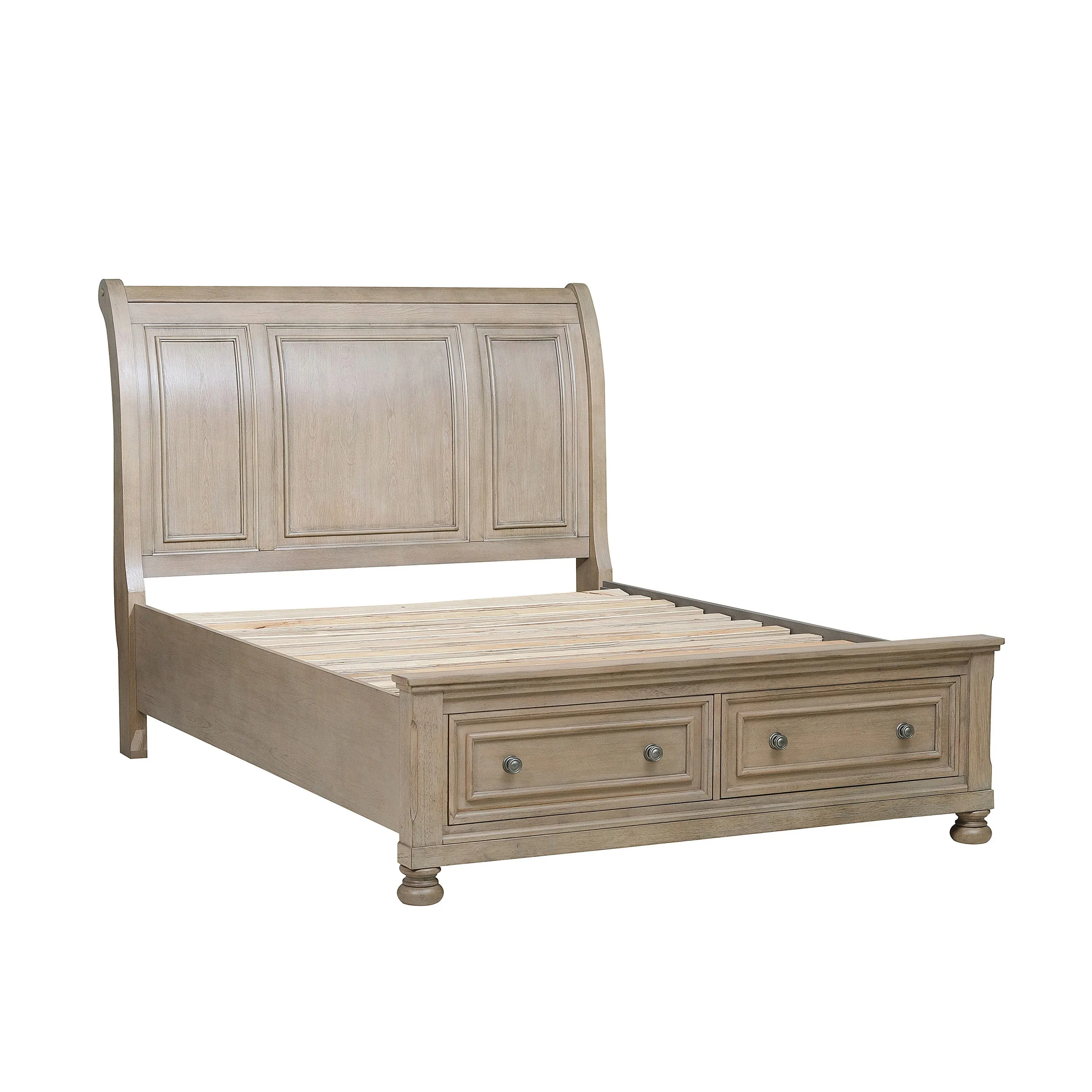 Bethel Wire Brushed Gray Sleigh Storage Platform Bedroom Set - Image 3