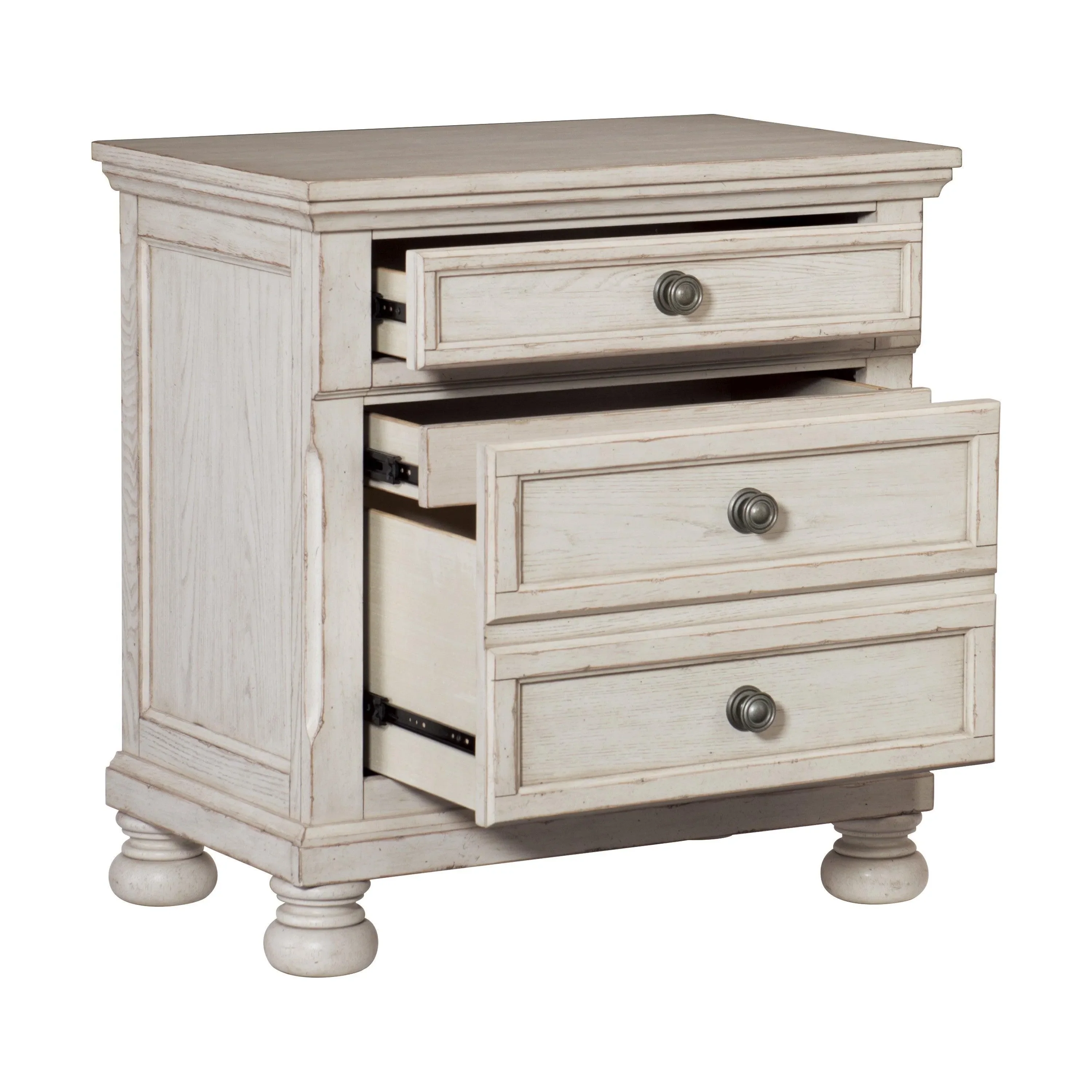 Bethel Wire Brushed White Nightstand - Image 3