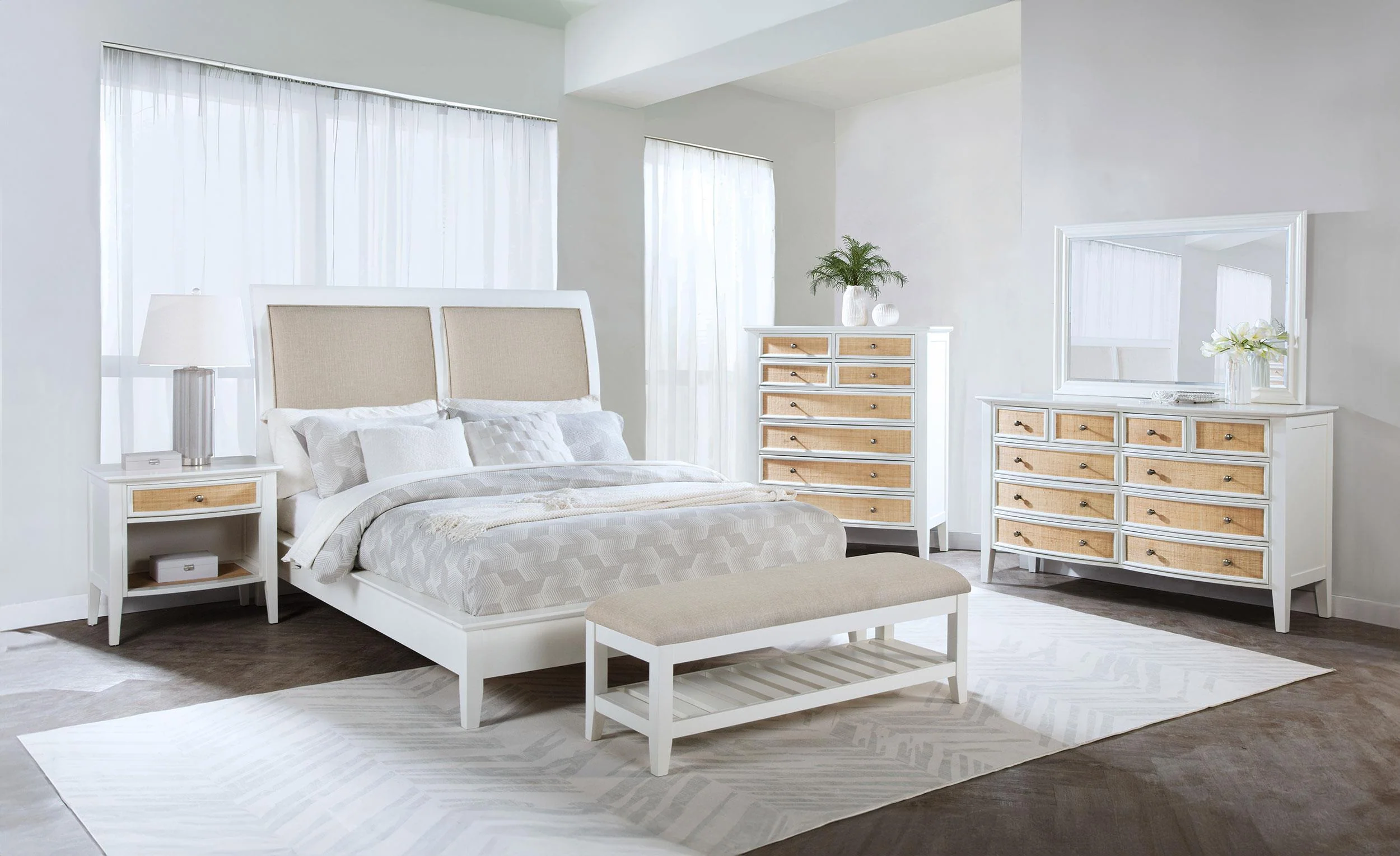 Bexhill White 56-inch Upholstered Eastern King Panel Bed - Image 7