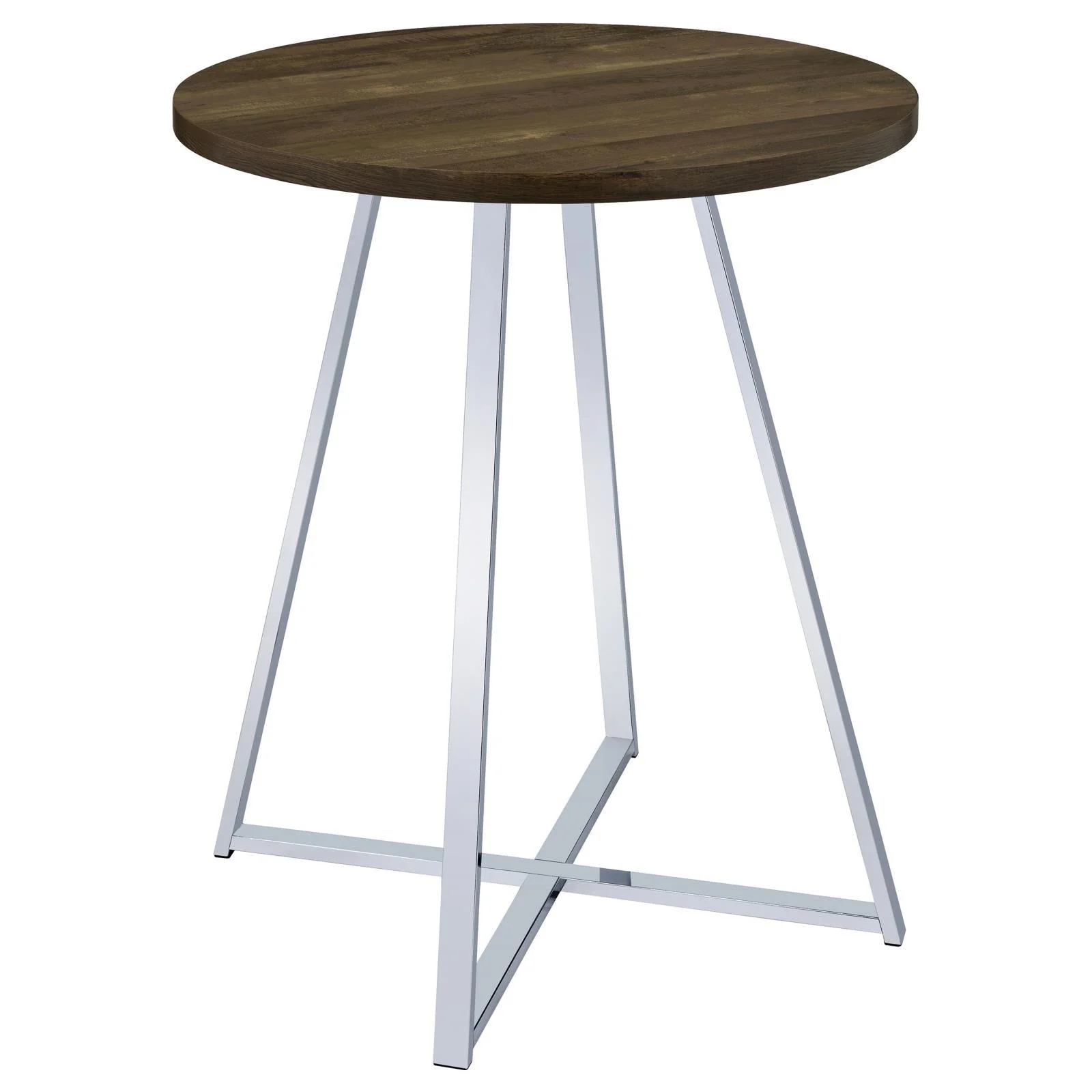 Bexter White/Chrome Faux Marble Round Top Bar Table - Image 2