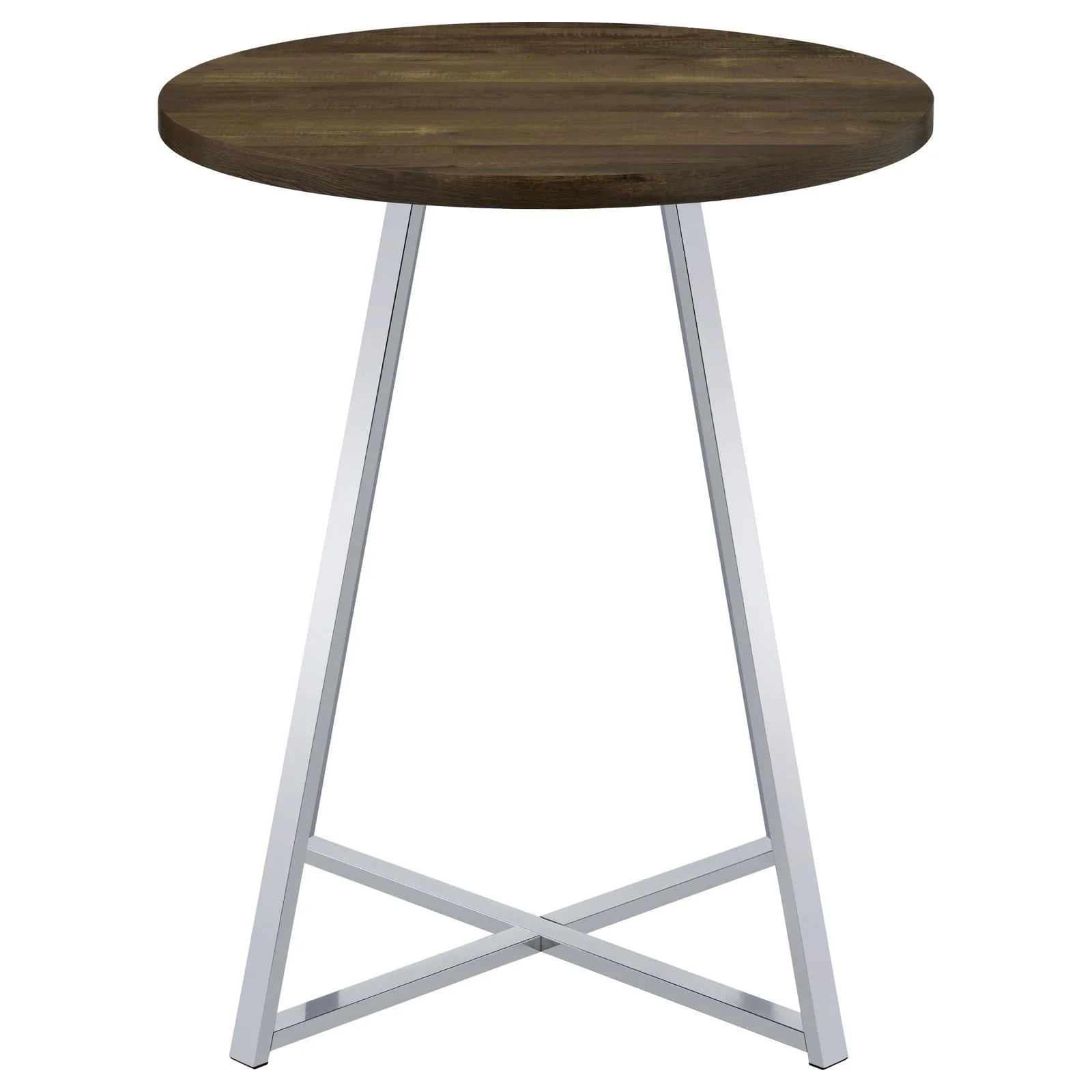 Bexter White/Chrome Faux Marble Round Top Bar Table - Image 3