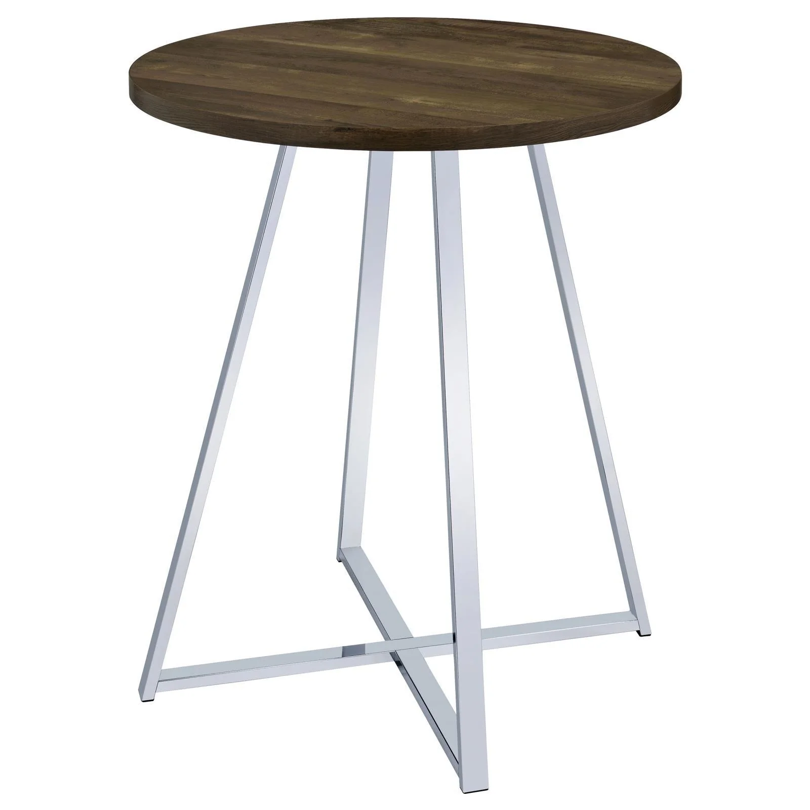 Bexter White/Chrome Faux Marble Round Top Bar Table - Image 4