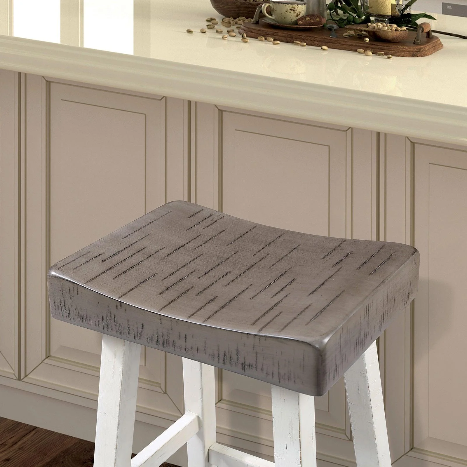Biasca Gray/White 29" Stool - Image 2