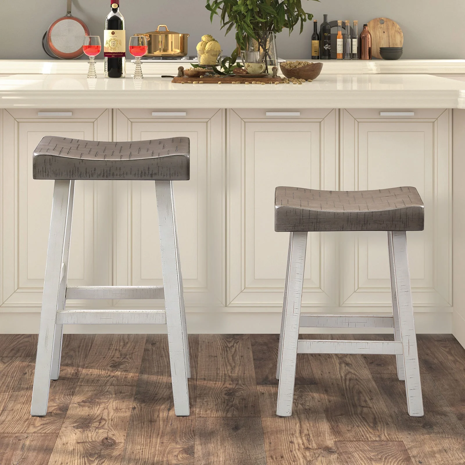 Biasca Gray/White 29" Stool - Image 3