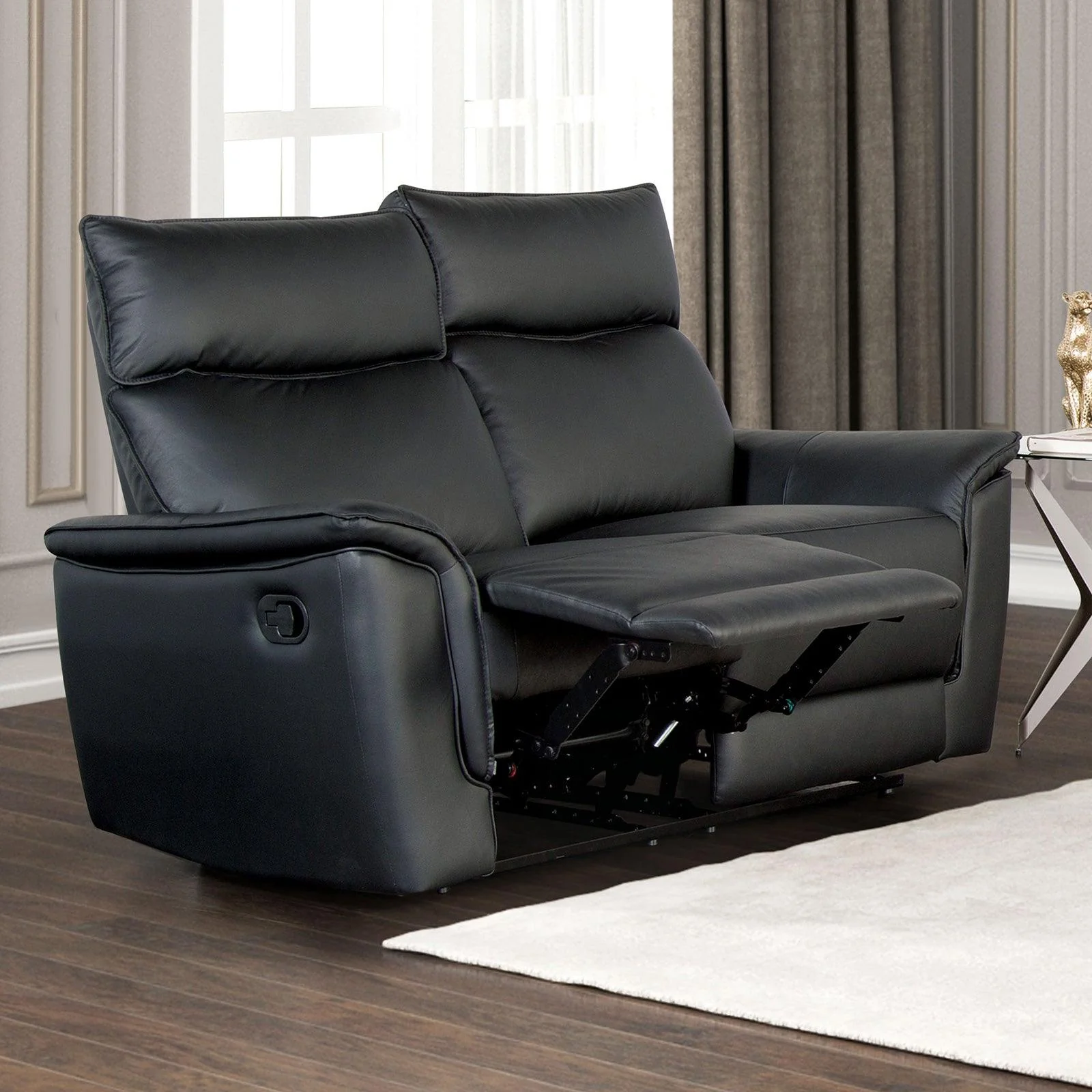 Bienne Black Loveseat Manual Recliner