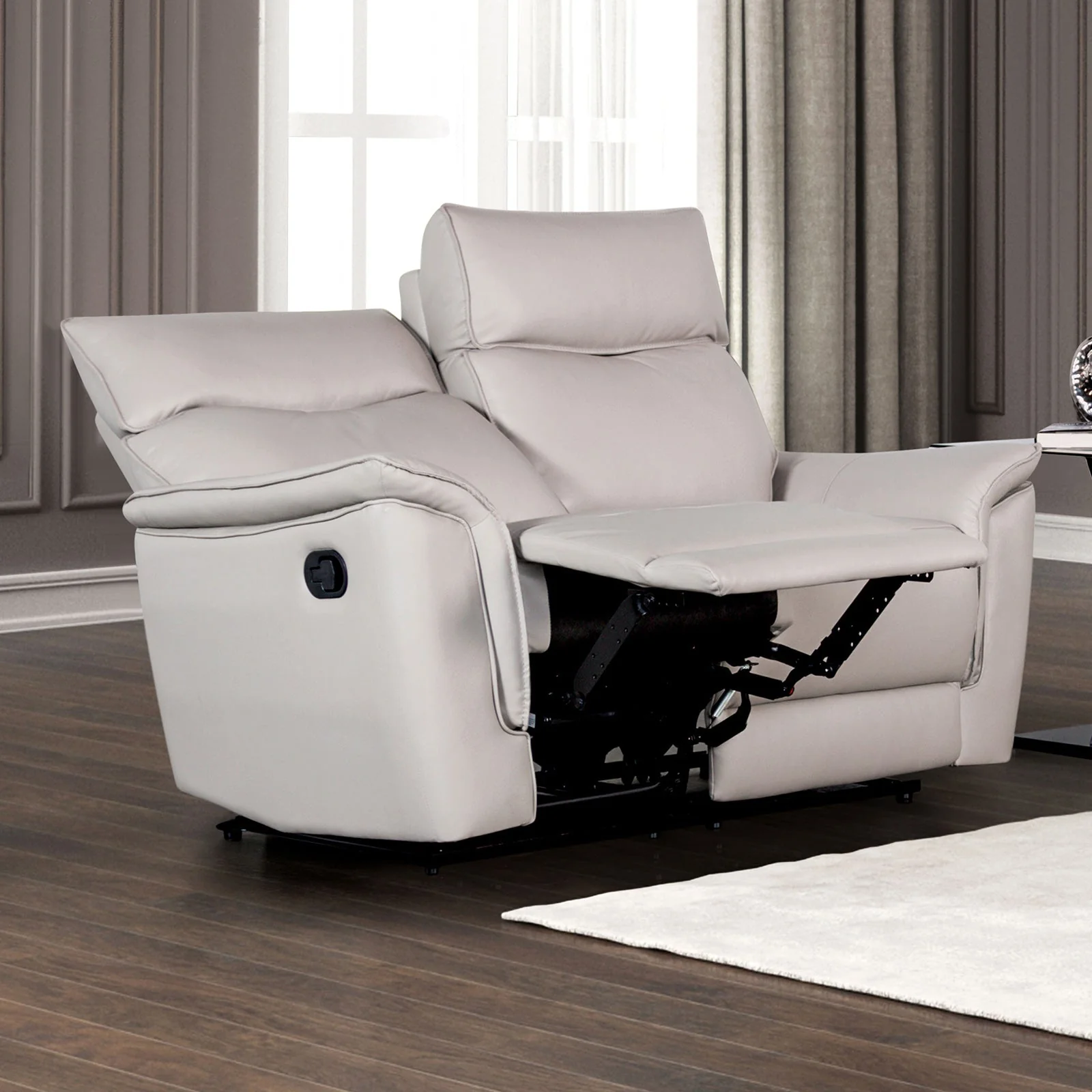 Bienne Taupe Upholstery Reclining Living Room Set - Image 3