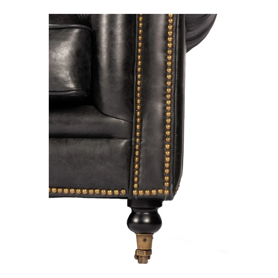 Birmingham Sofa Black Leather - Image 7