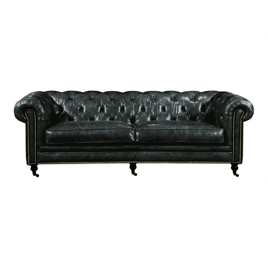 Birmingham Sofa Black Leather - Image 9