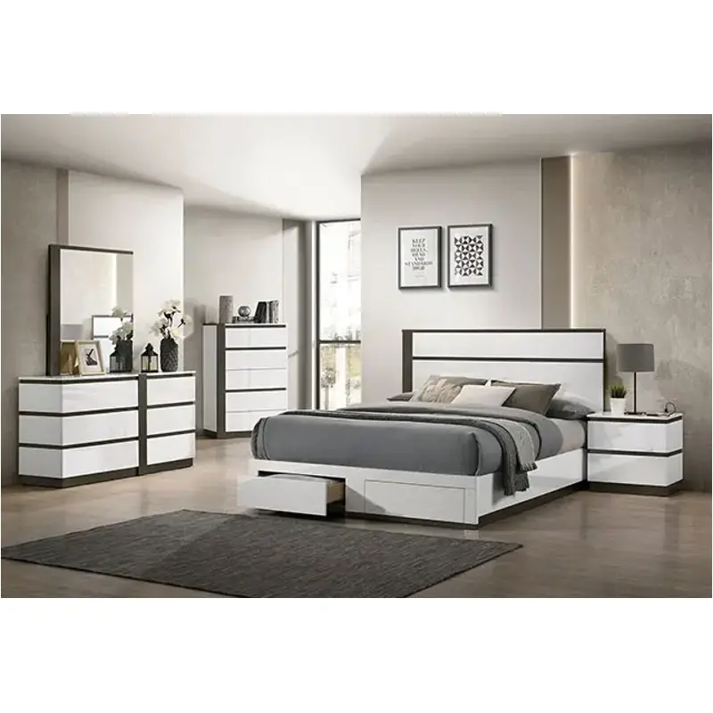 Birsfelden White/Metallic Gray 5-Piece Queen Bedroom Set