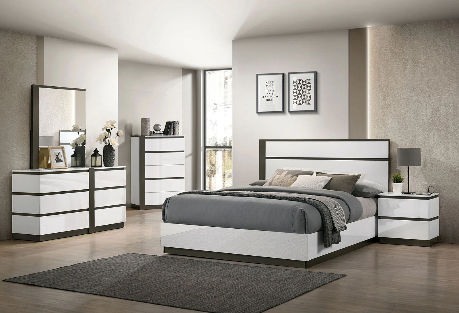 Birsfelden White/Metallic Gray California King Bed - Image 2