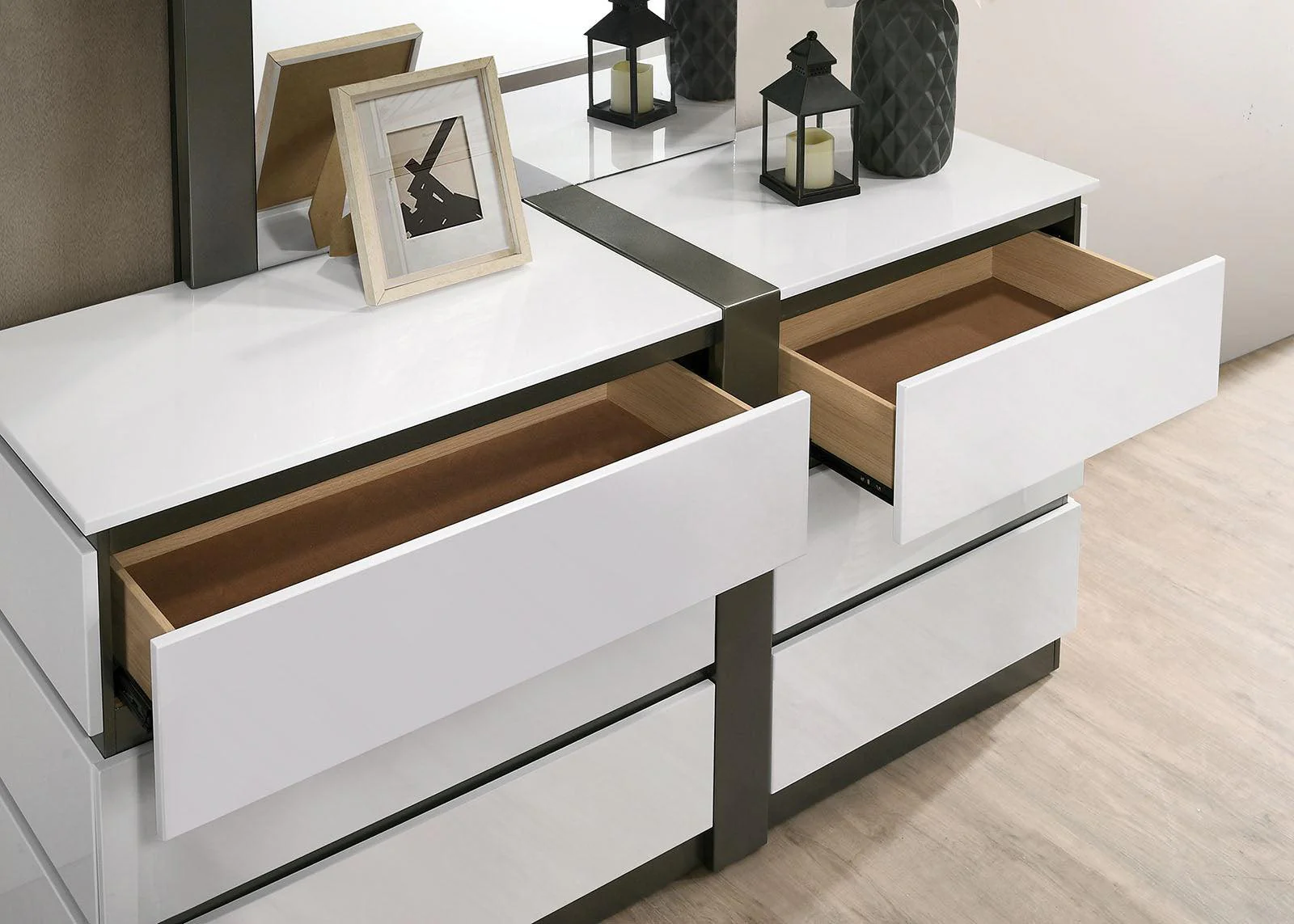 Birsfelden White/Metallic Gray Dresser - Image 2