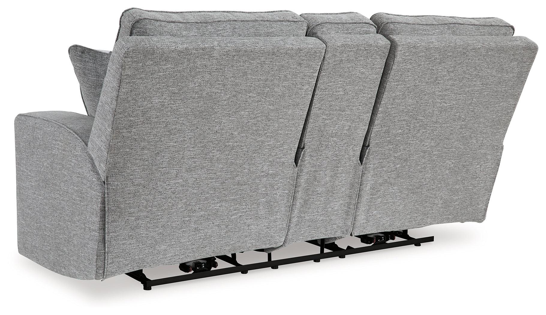 Biscoe Pewter Performance Fabric Dual Power Reclining Loveseat - Image 6