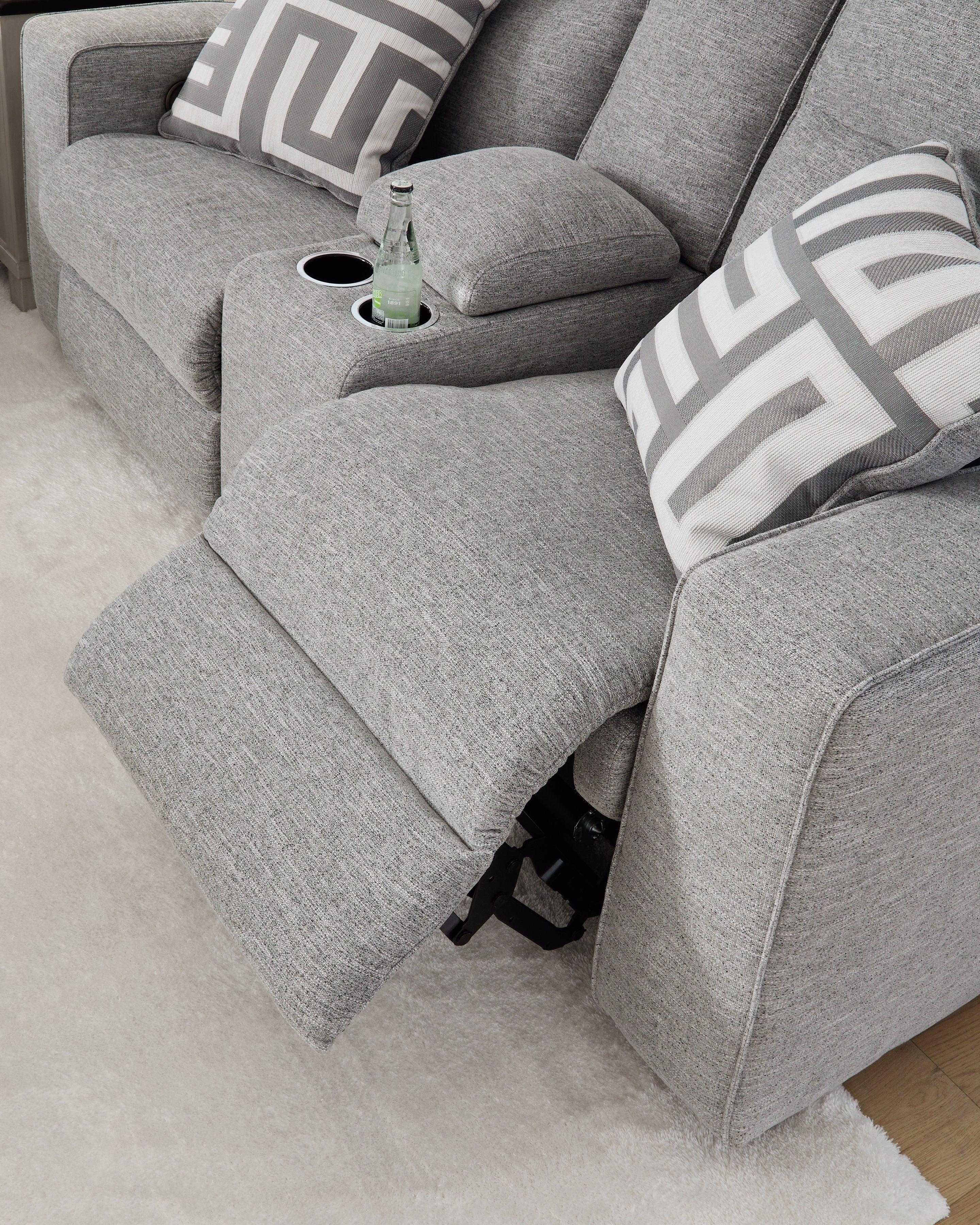 Biscoe Pewter Performance Fabric Dual Power Reclining Loveseat - Image 9