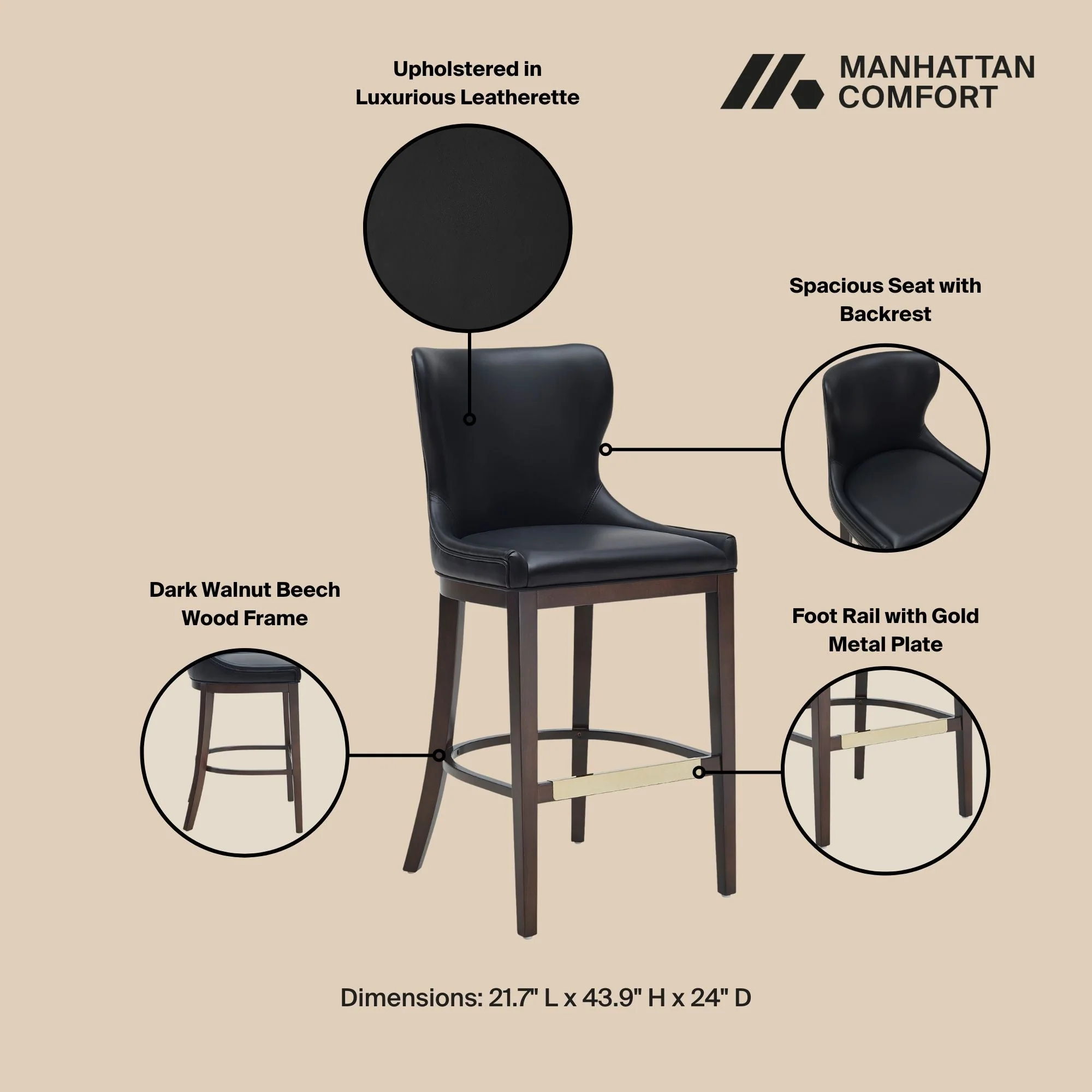 Blair Barstool in Black (set of 2) - Image 4