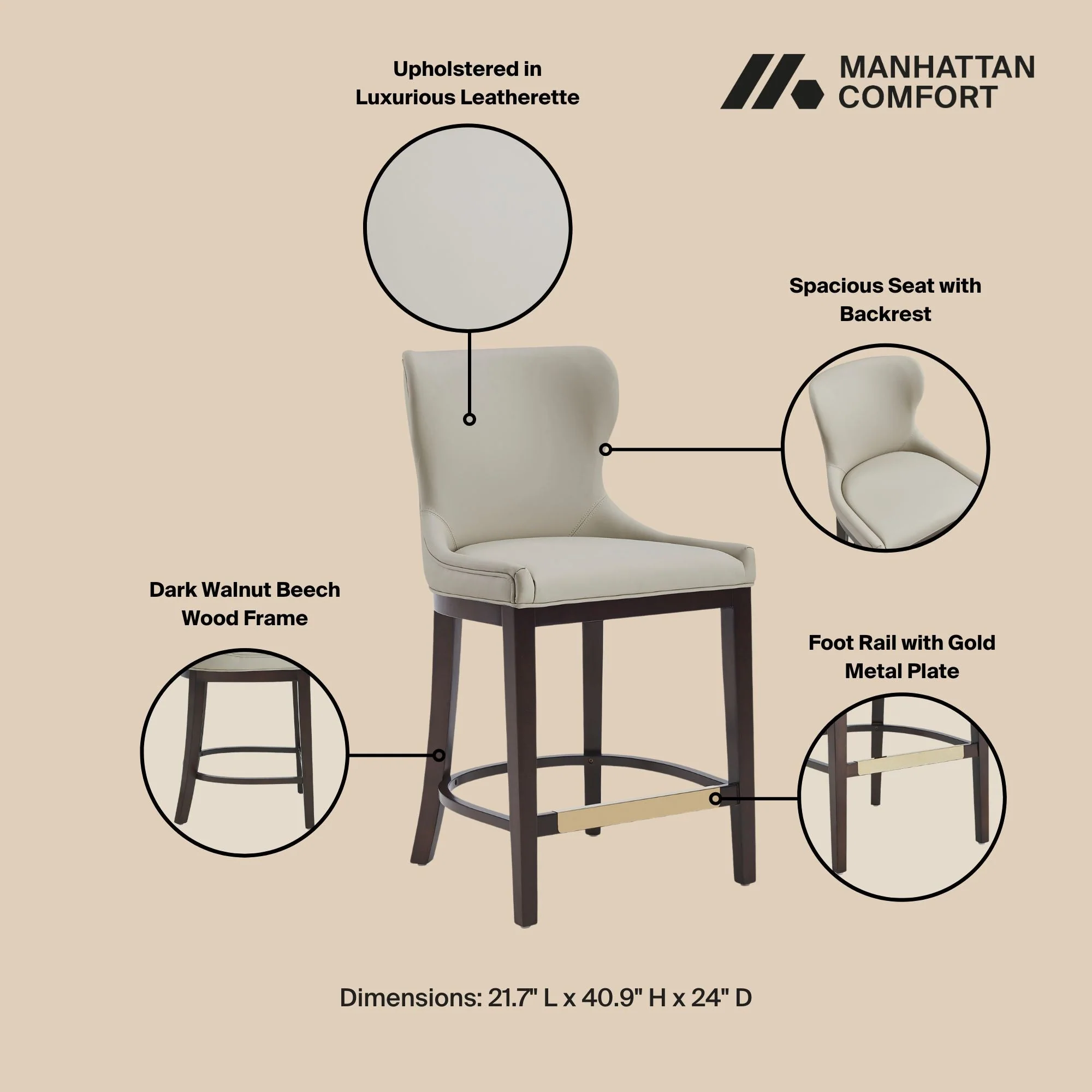 Blair Counter Stool in Stone (set of 2) - Image 4