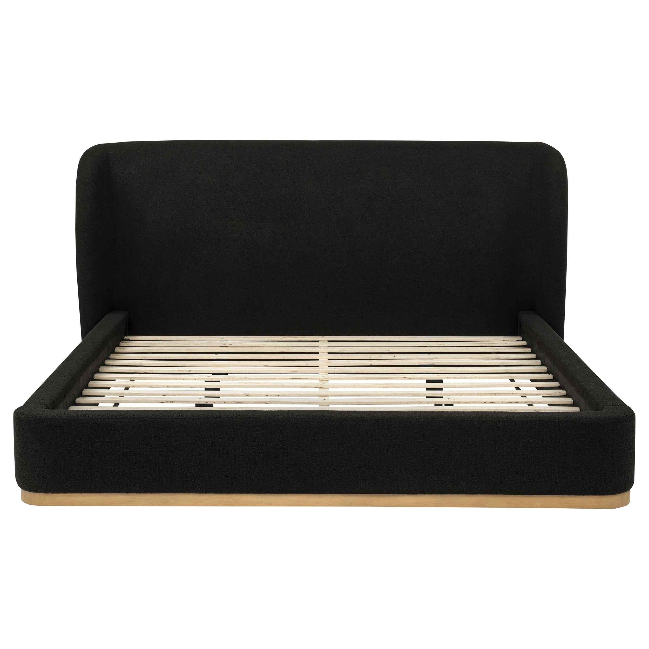 Blaire Black Upholstered Eastern King Wingback Platform Bed - Image 2
