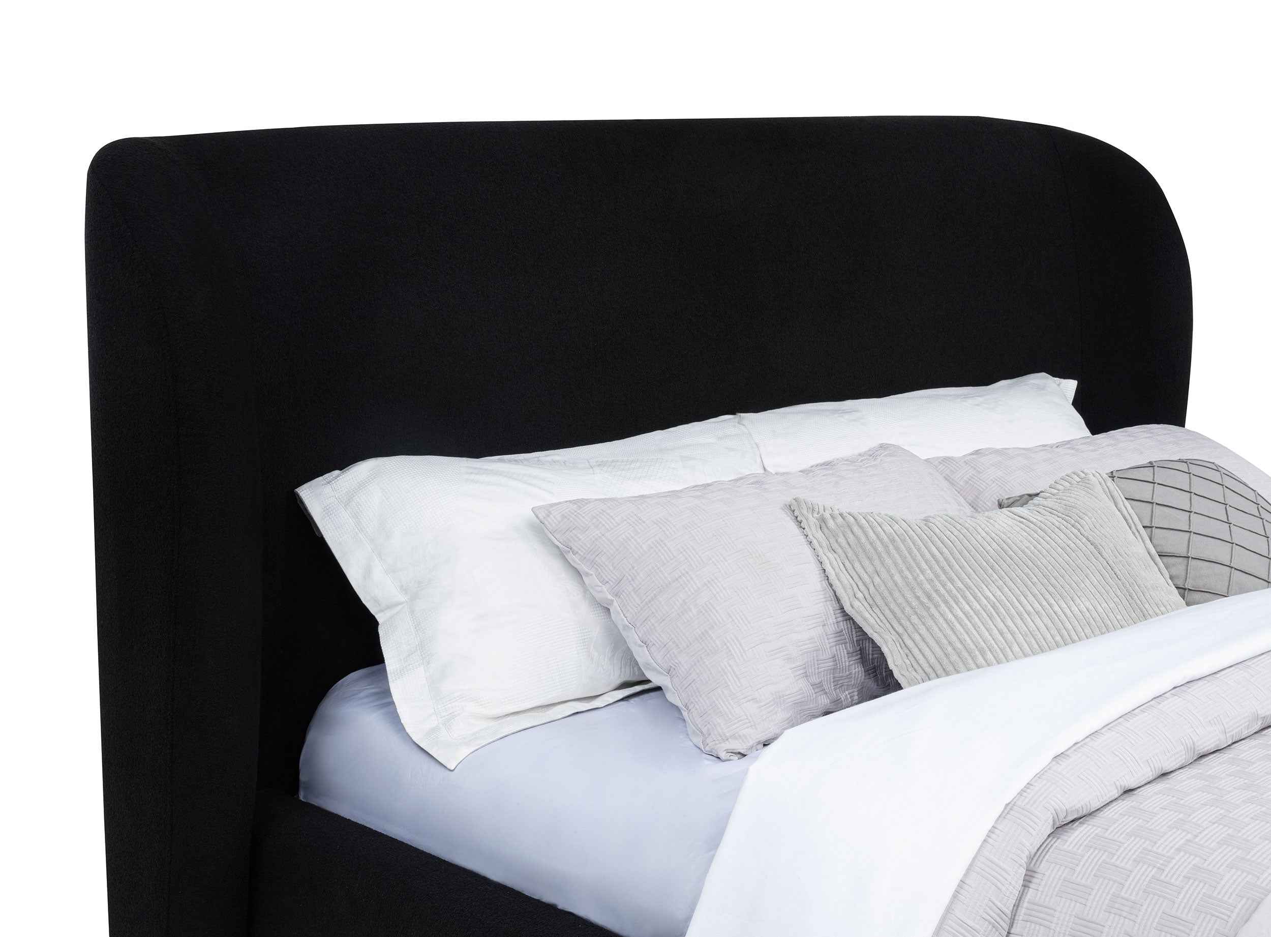 Blaire Black Upholstered Queen Wingback Platform Bed - Image 3