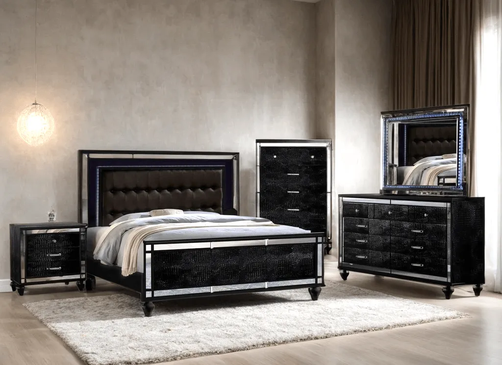 Blanca Black 4-piece King Bedroom Set - Image 3