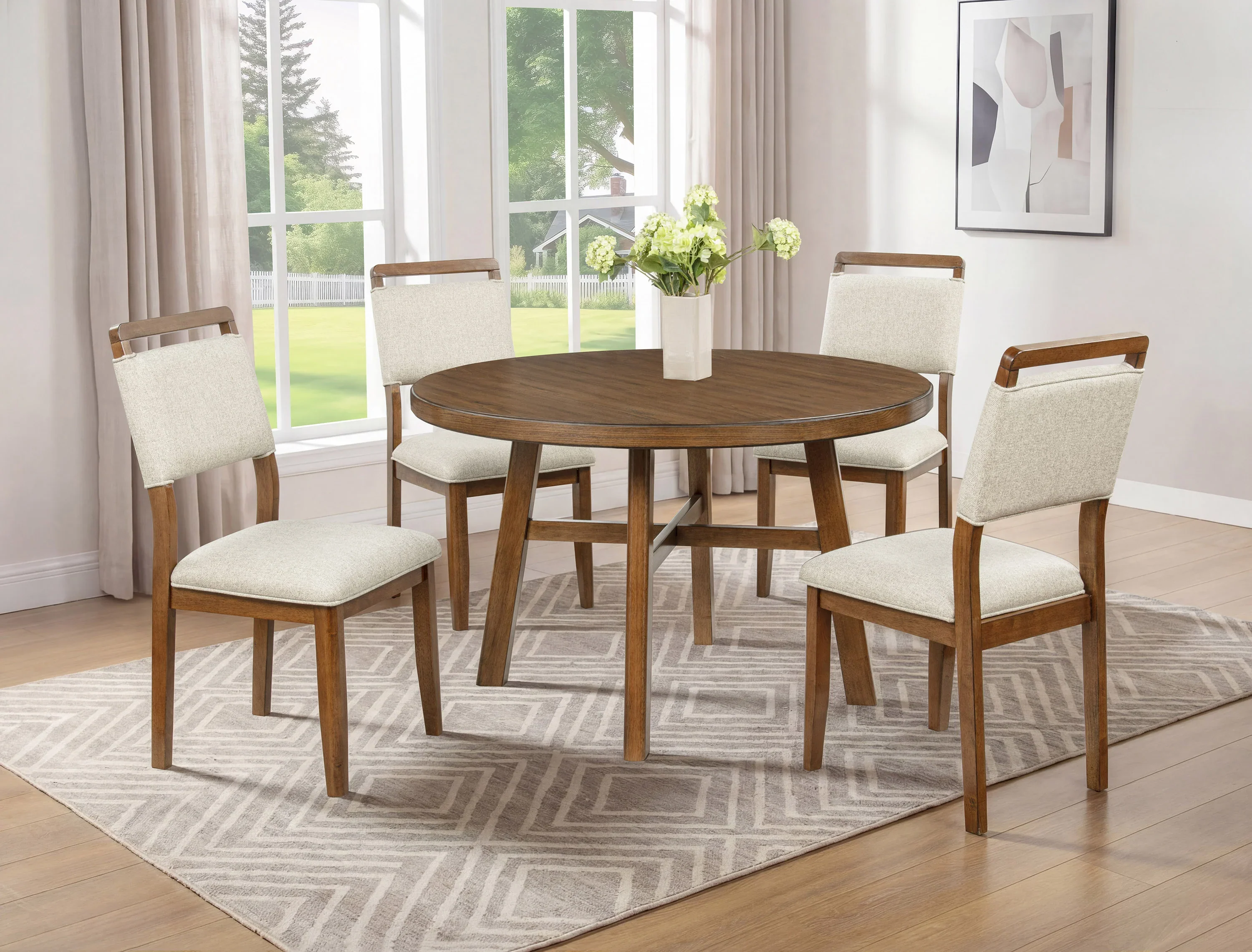 Blanche Brown 5-Piece Round Dining Set
