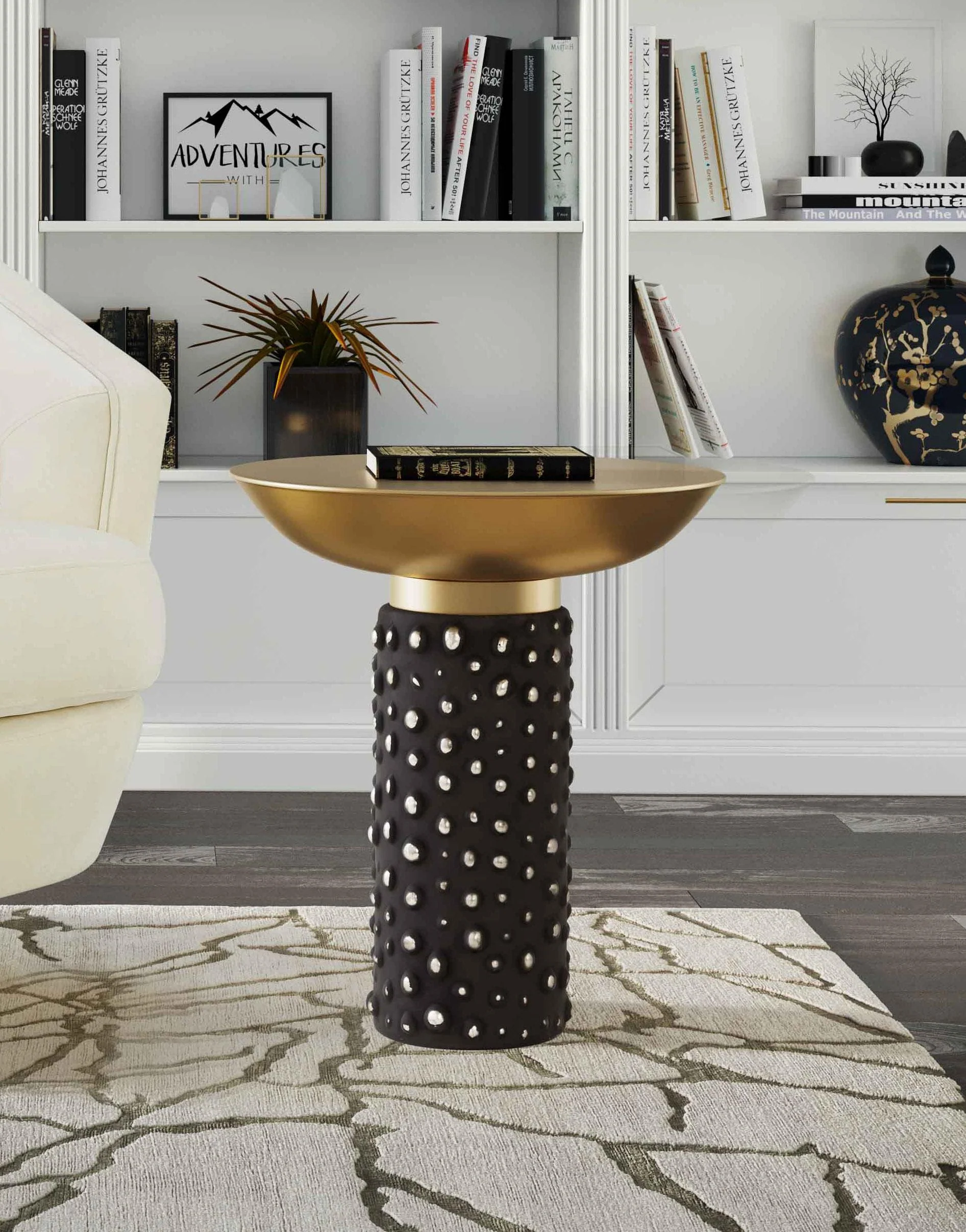 Blaze Glass and Brass Side Table - Image 8