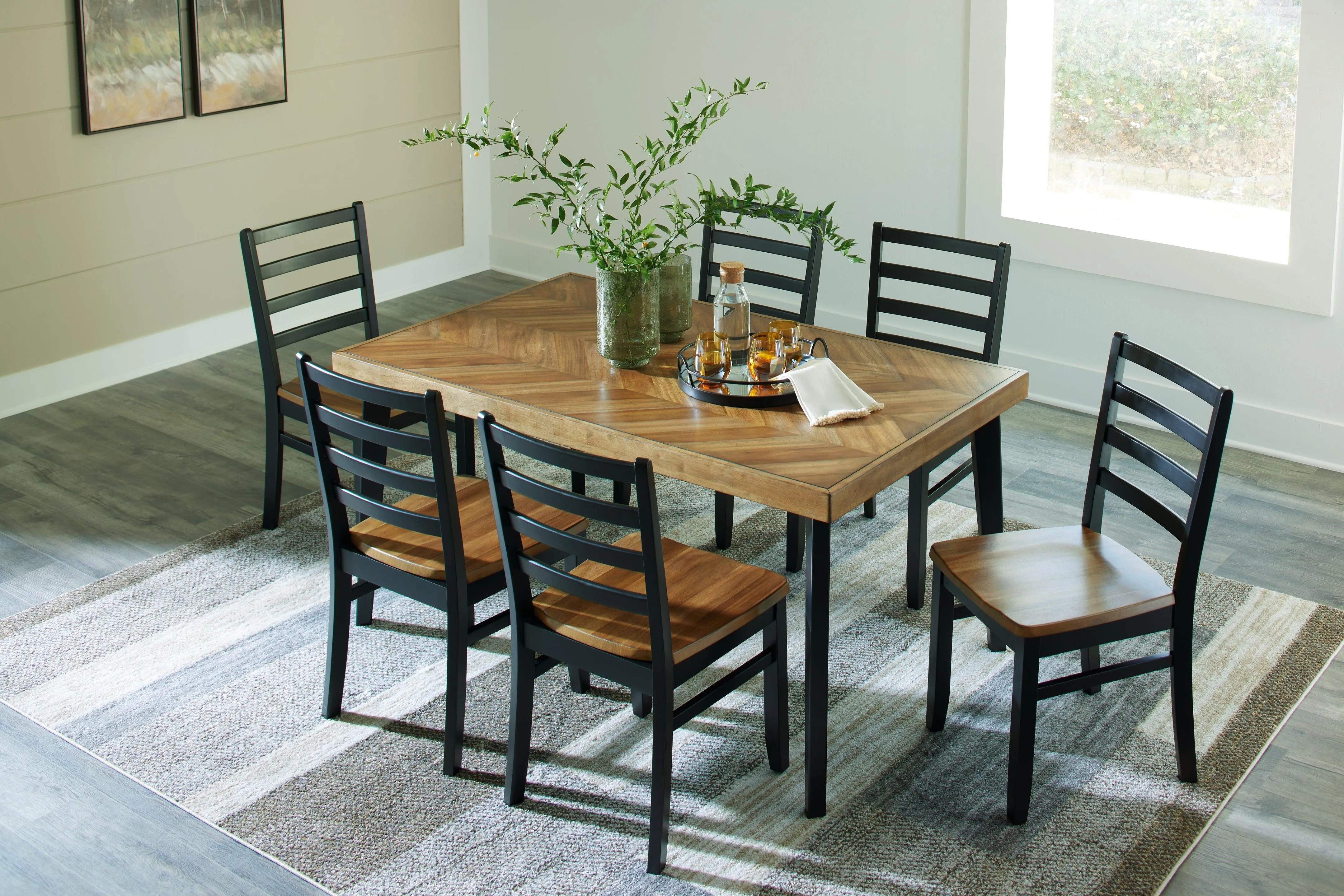 Blondon Brown/Black Dining Table and 6 Chairs - Image 10
