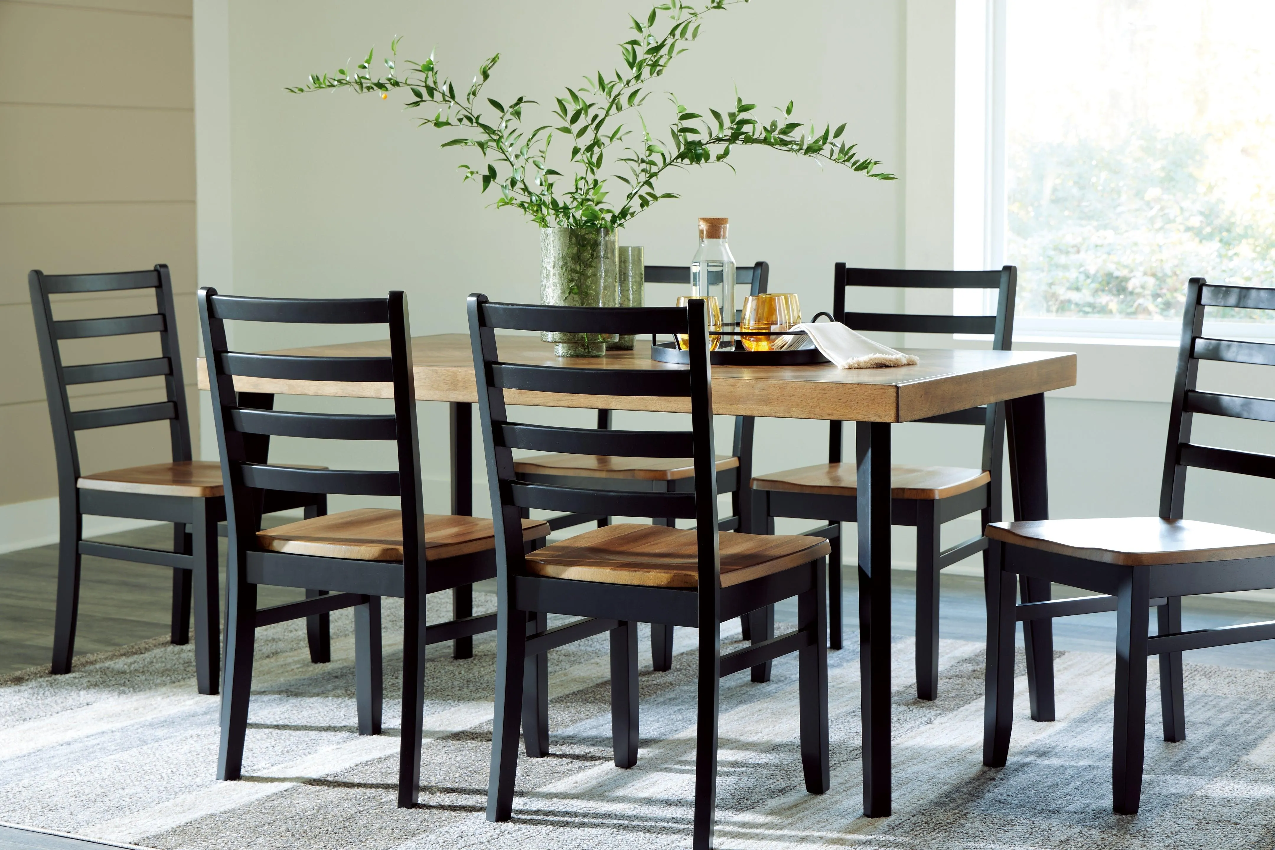 Blondon Brown/Black Dining Table and 6 Chairs - Image 9